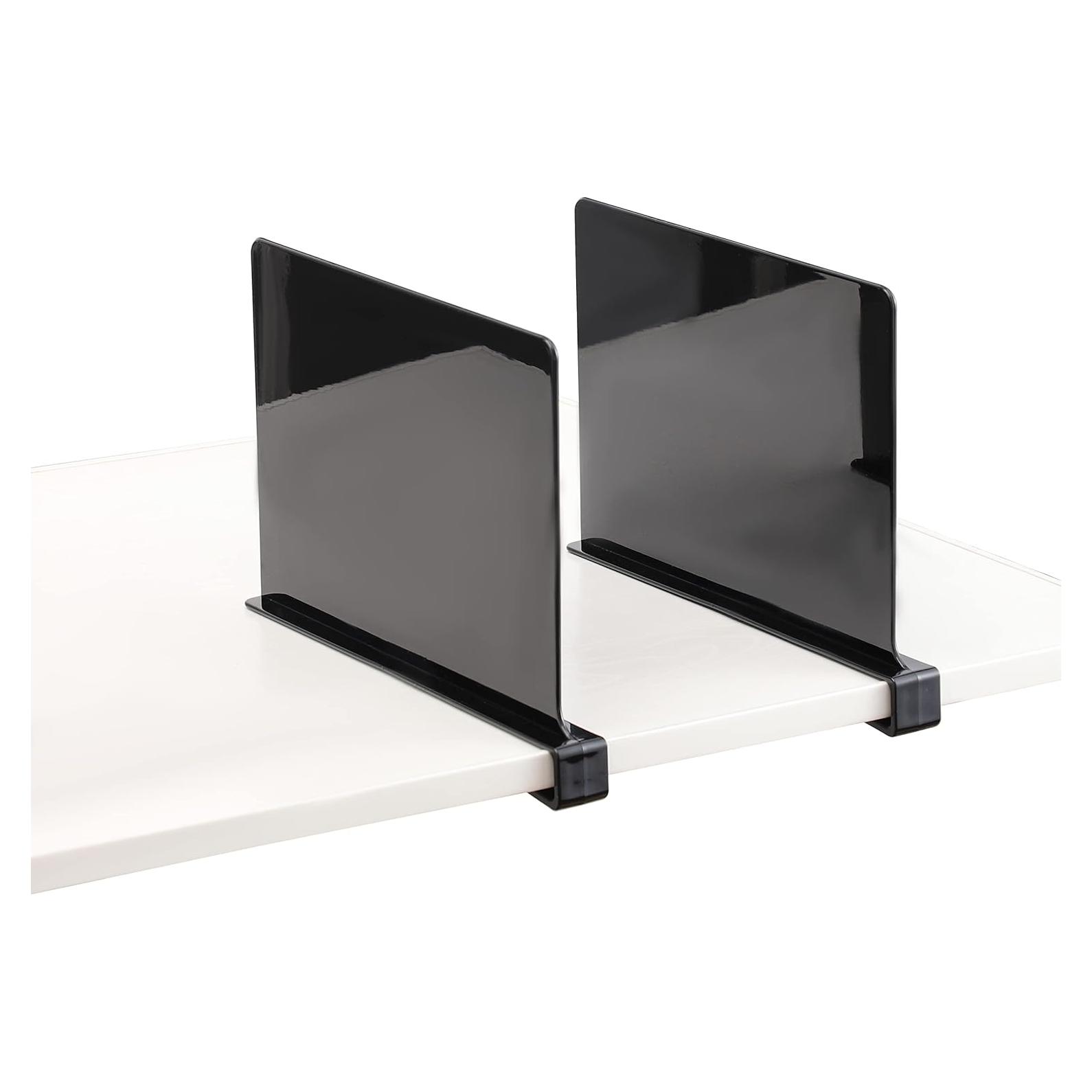 Separadores de Estantes de Acrílico CY 2 Pcs Negros 30.48 cm