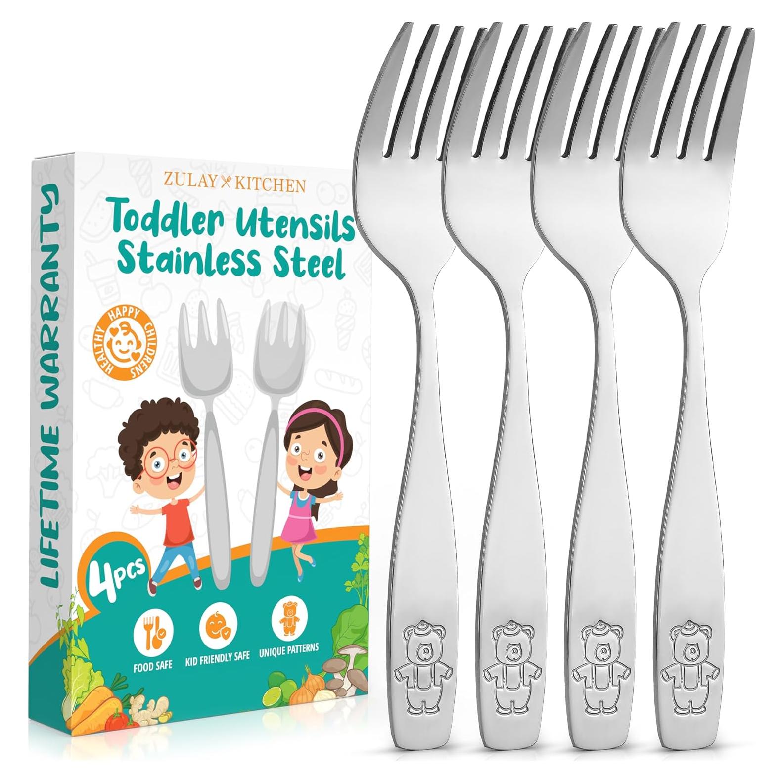Set de Cubiertos para Niños Zulay Kitchen - 4 Tenedores de Acero Inoxidable