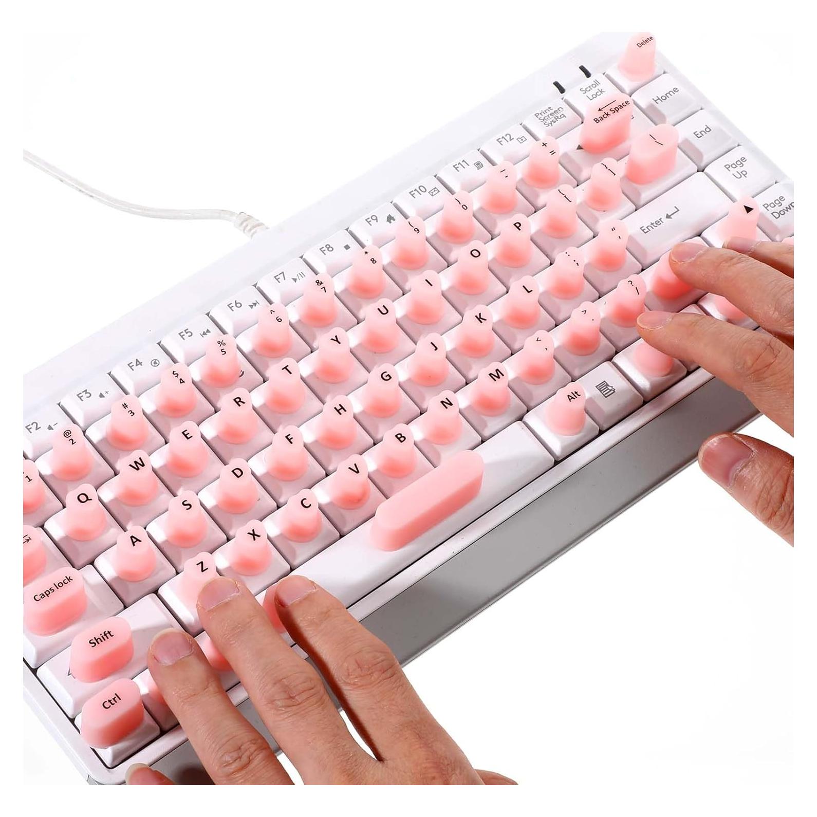70 Calcomanías de Teclado Rosa para Uñas Largas - Silicona