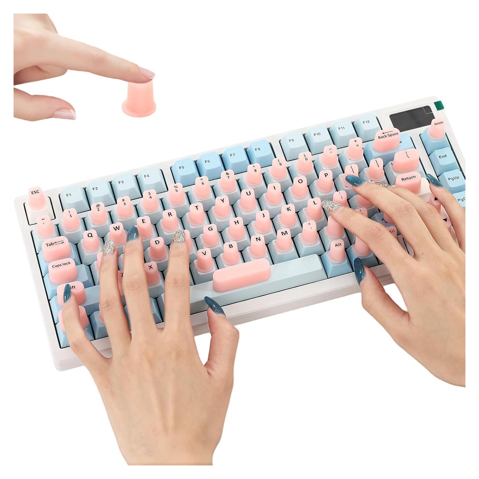 Pegatinas de Teclado para Uñas Largas Giococo - 70 Pcs Silicona Blanca