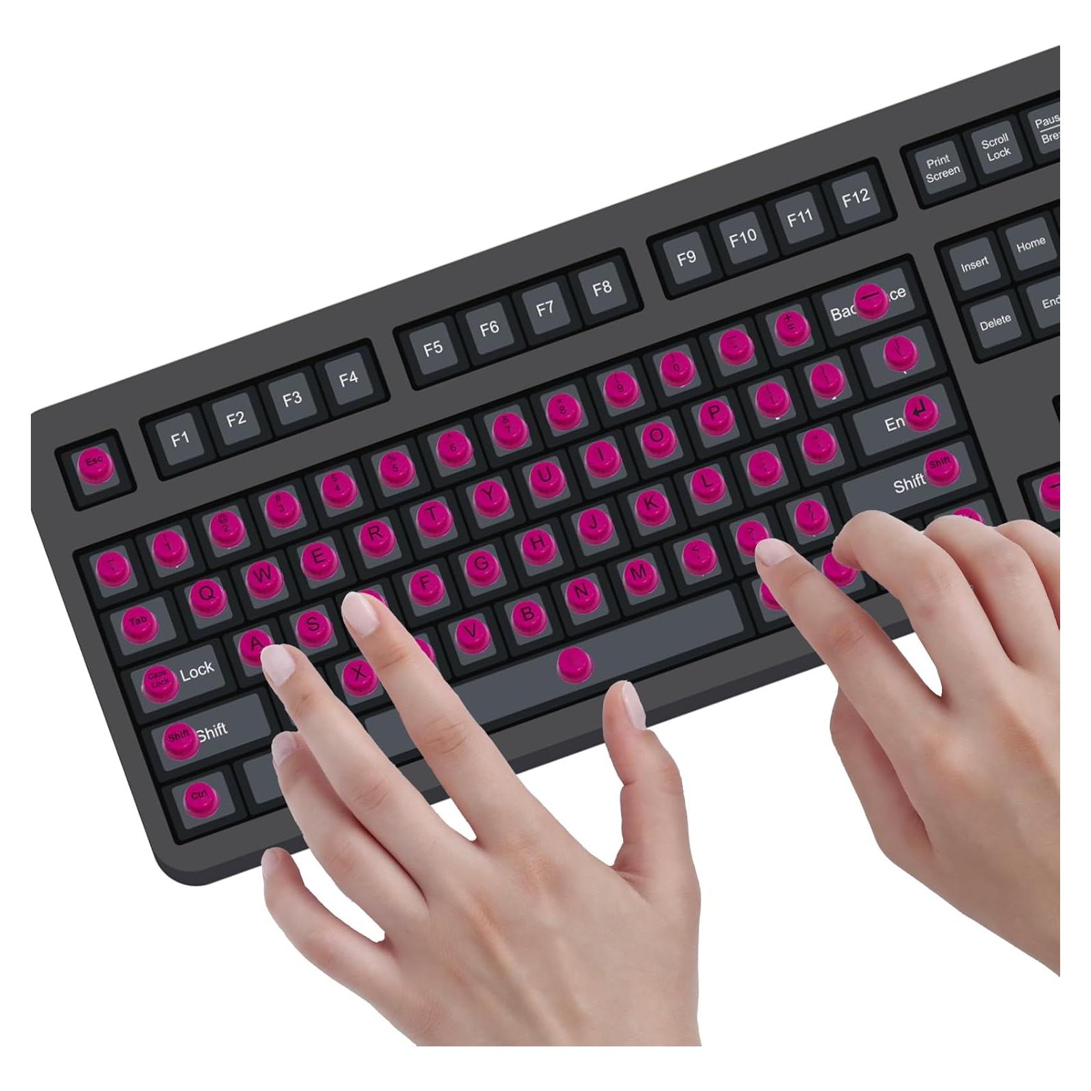 64 Calcomanías de Teclado Rosa Oscuro HINGTAI para Uñas Largas