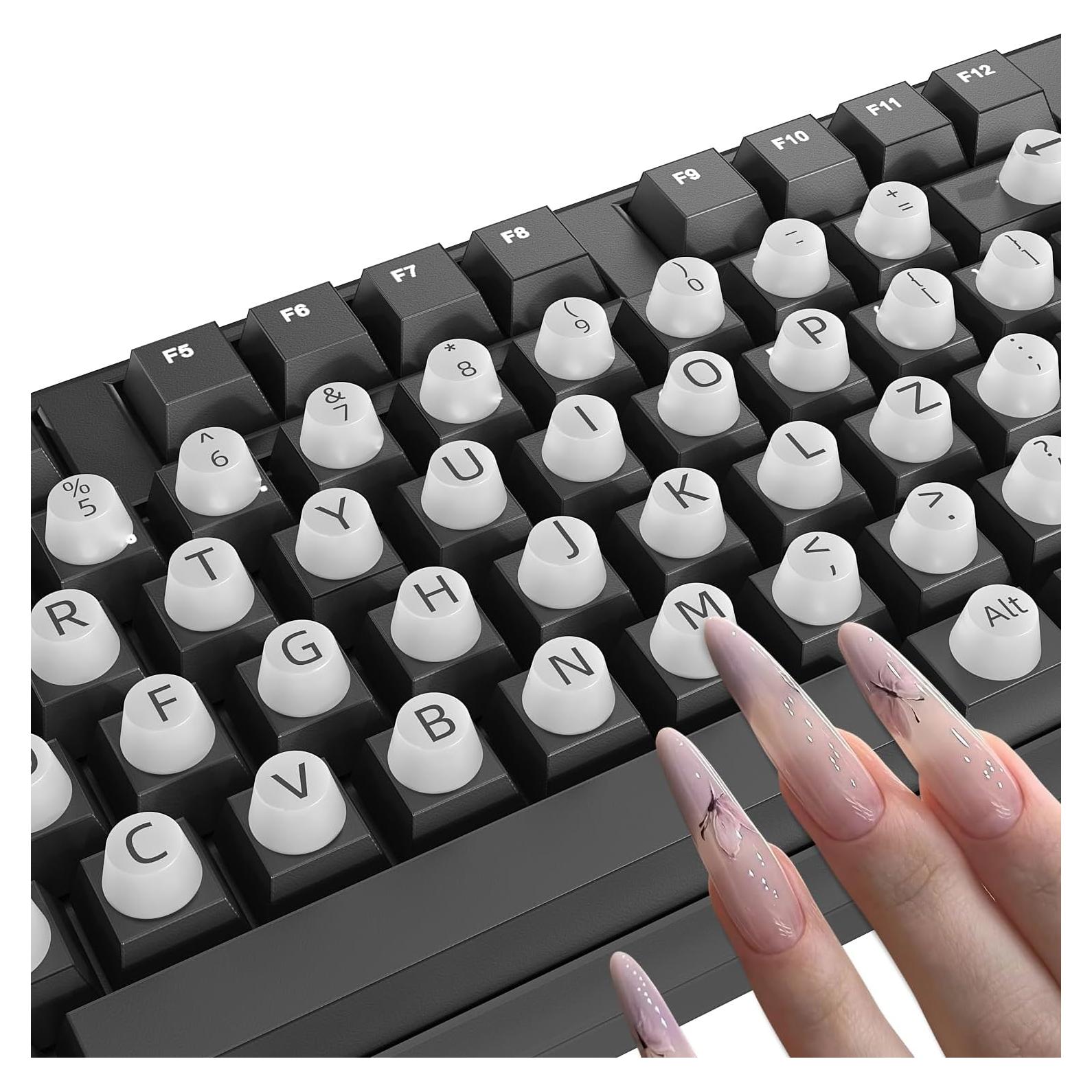 Calcomanías Elevadas para Teclado MasiBloom 64 Pcs Blanco