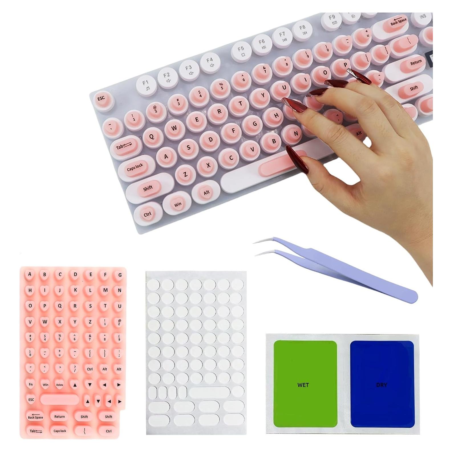 Calcomanías de Teclado Silicona Rosa YzxQzxdron 70 pcs