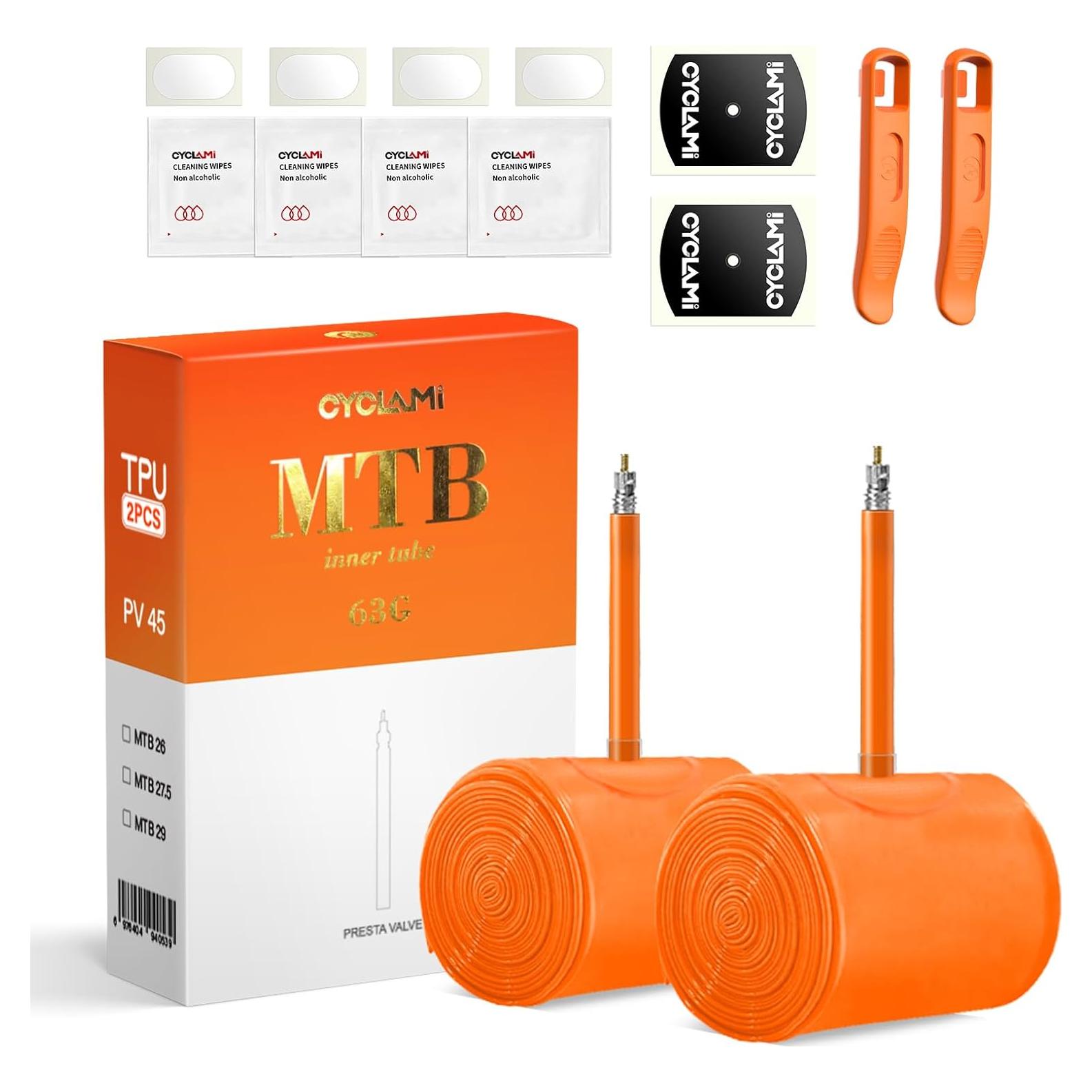 2 Tubos Internos de Bicicleta CYCLAMI 27.5" TPU Válvula Presta