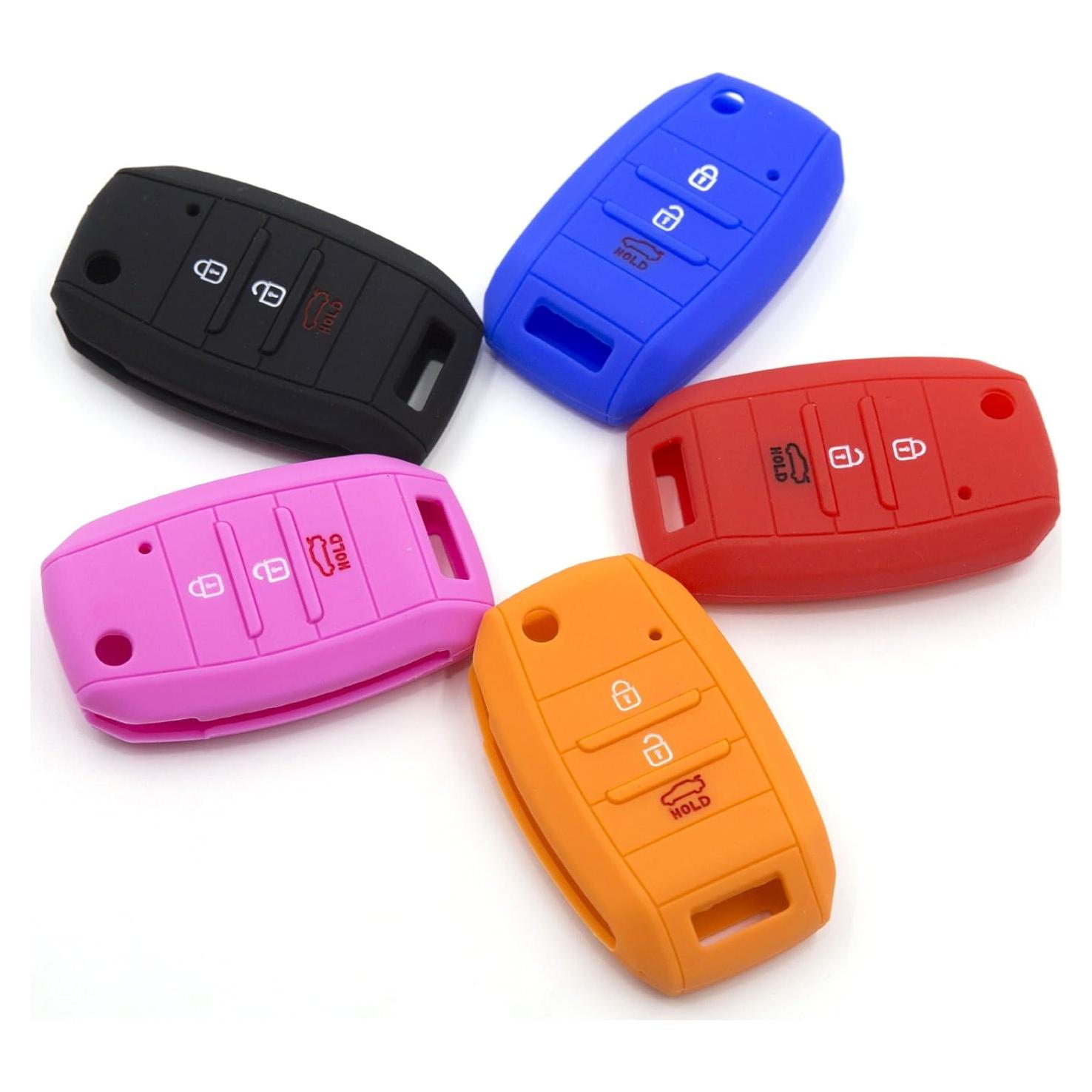 Funda de Llave Plegable de Silicona LIGHTKOREA 3 Botones Kia