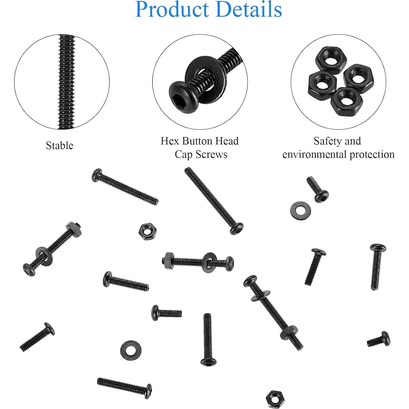 Kit 410 Piezas Tornillos Cabeza Hexagonal M2 Acero 10.9