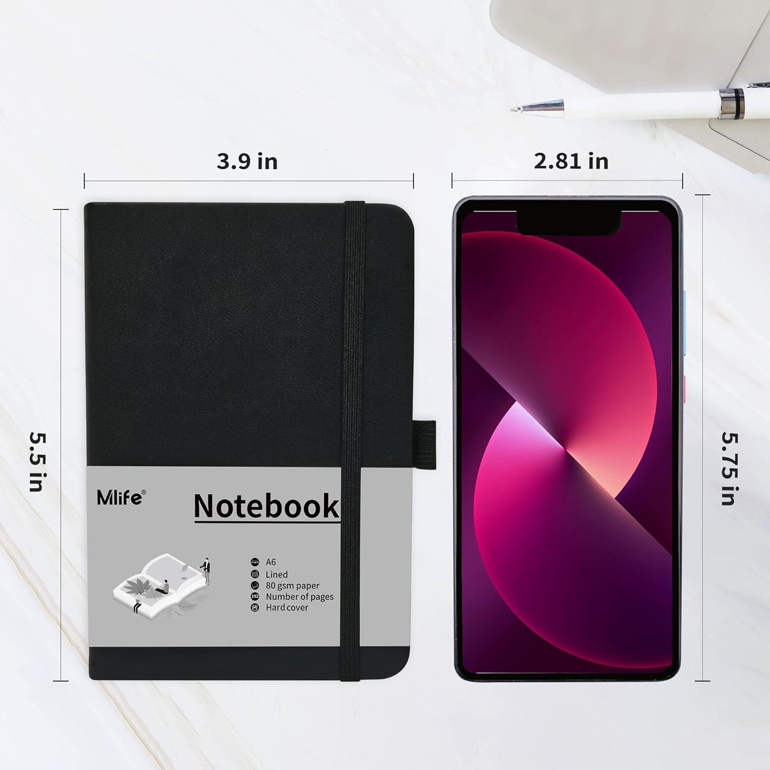 Cuaderno A6 Mlife Tapa Dura Rayado 192 Páginas Negro