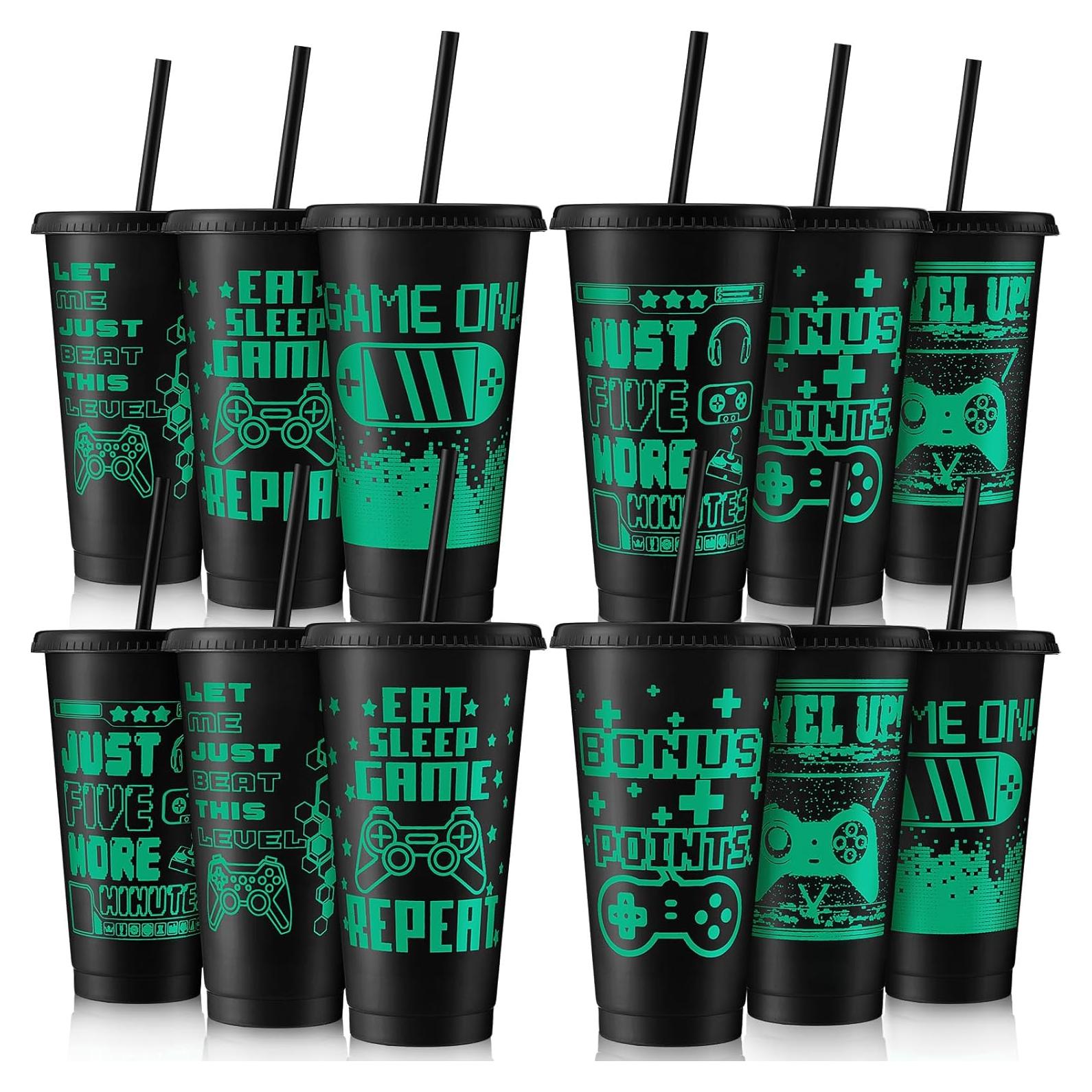 Vasos de Plástico Reutilizables Mifoci 12 Pcs 710 ml Negro