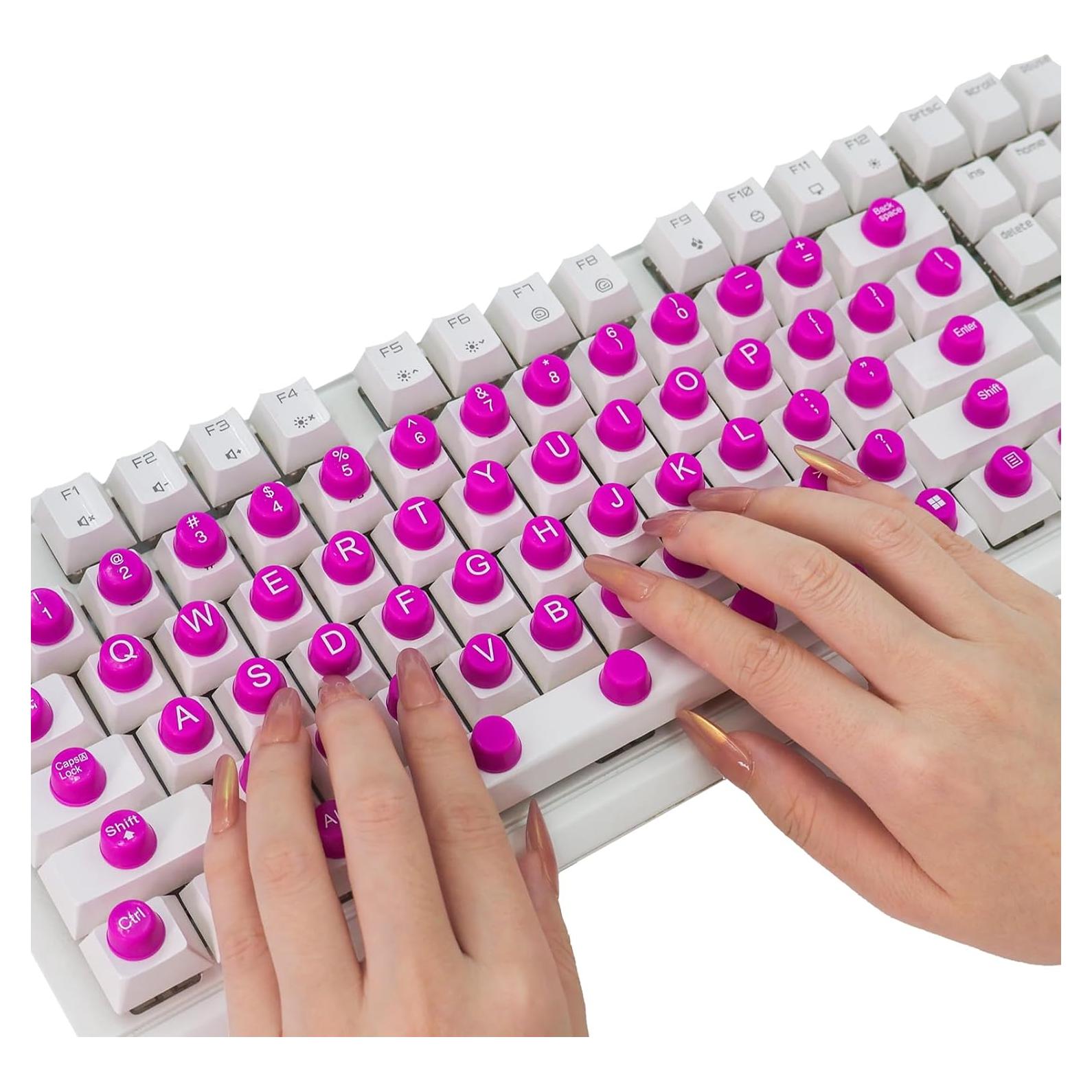 Calcomanías de Teclado Elevadas Botón Elevado 64pcs Rosa Brillante
