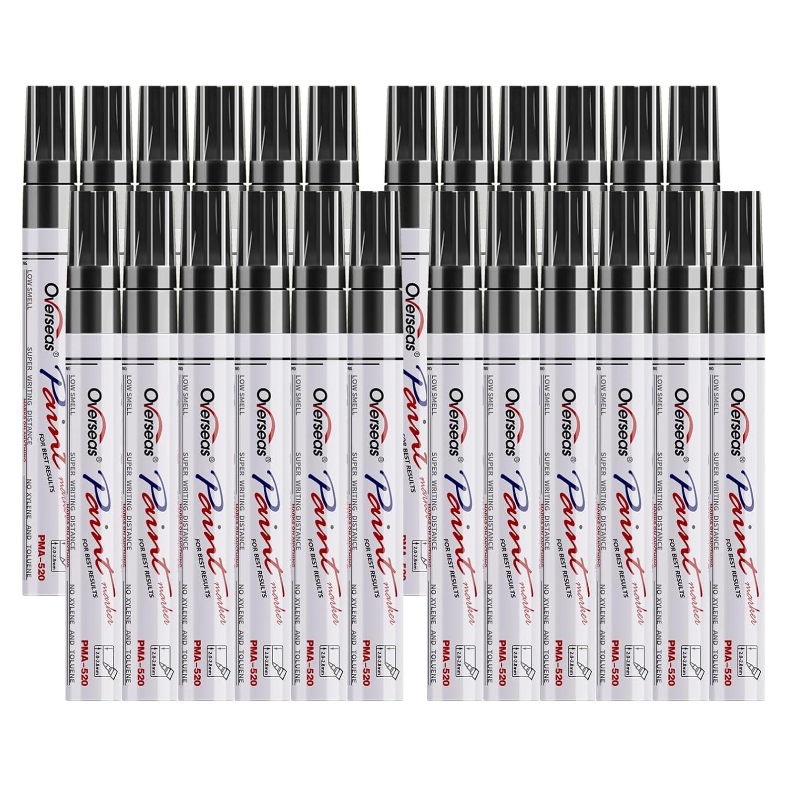 Marcadores Permanentes a Base de Aceite Overseas 24 Pcs Negros