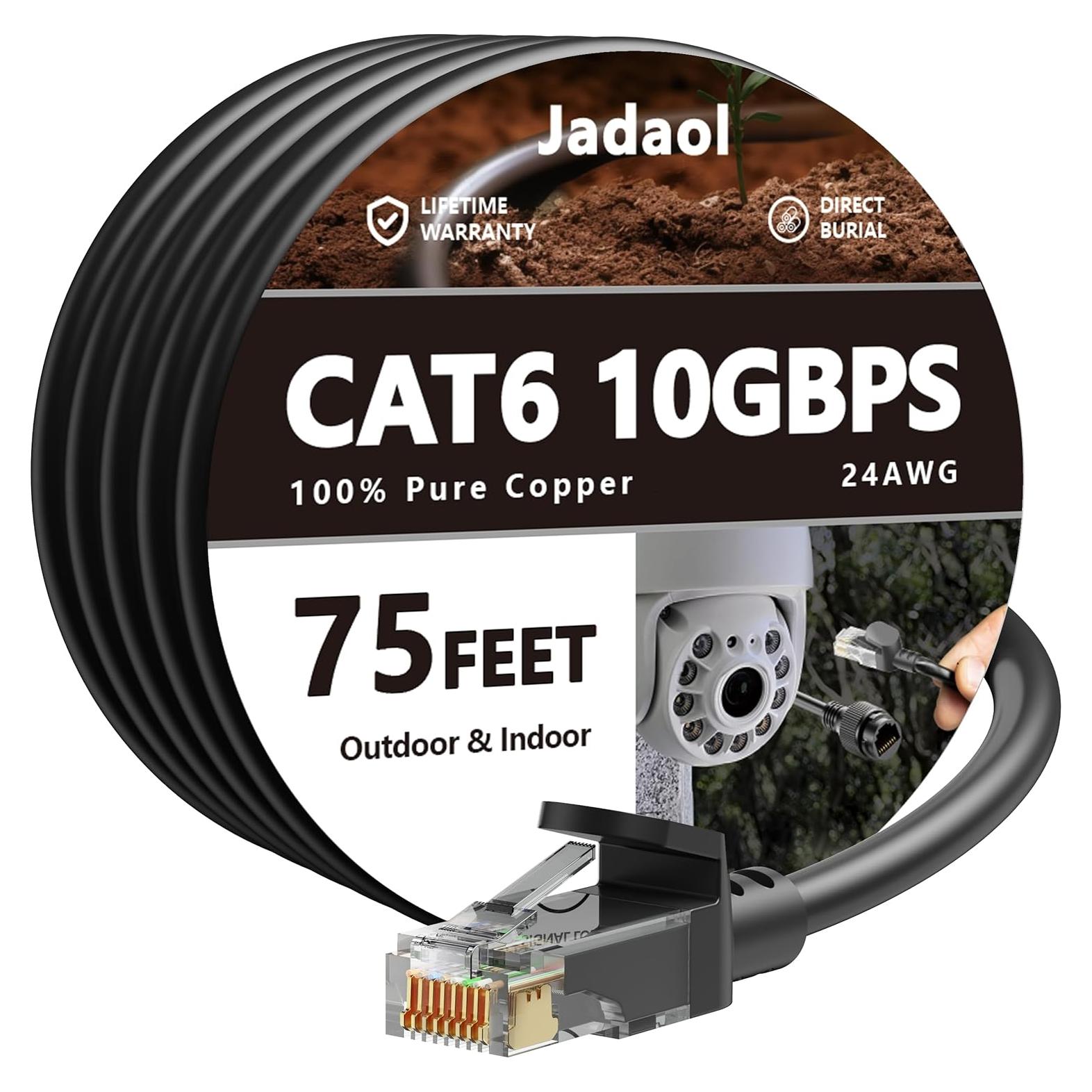Cable Ethernet Cat 6 Jadaol 22.86m 10Gbps A prueba de entierro