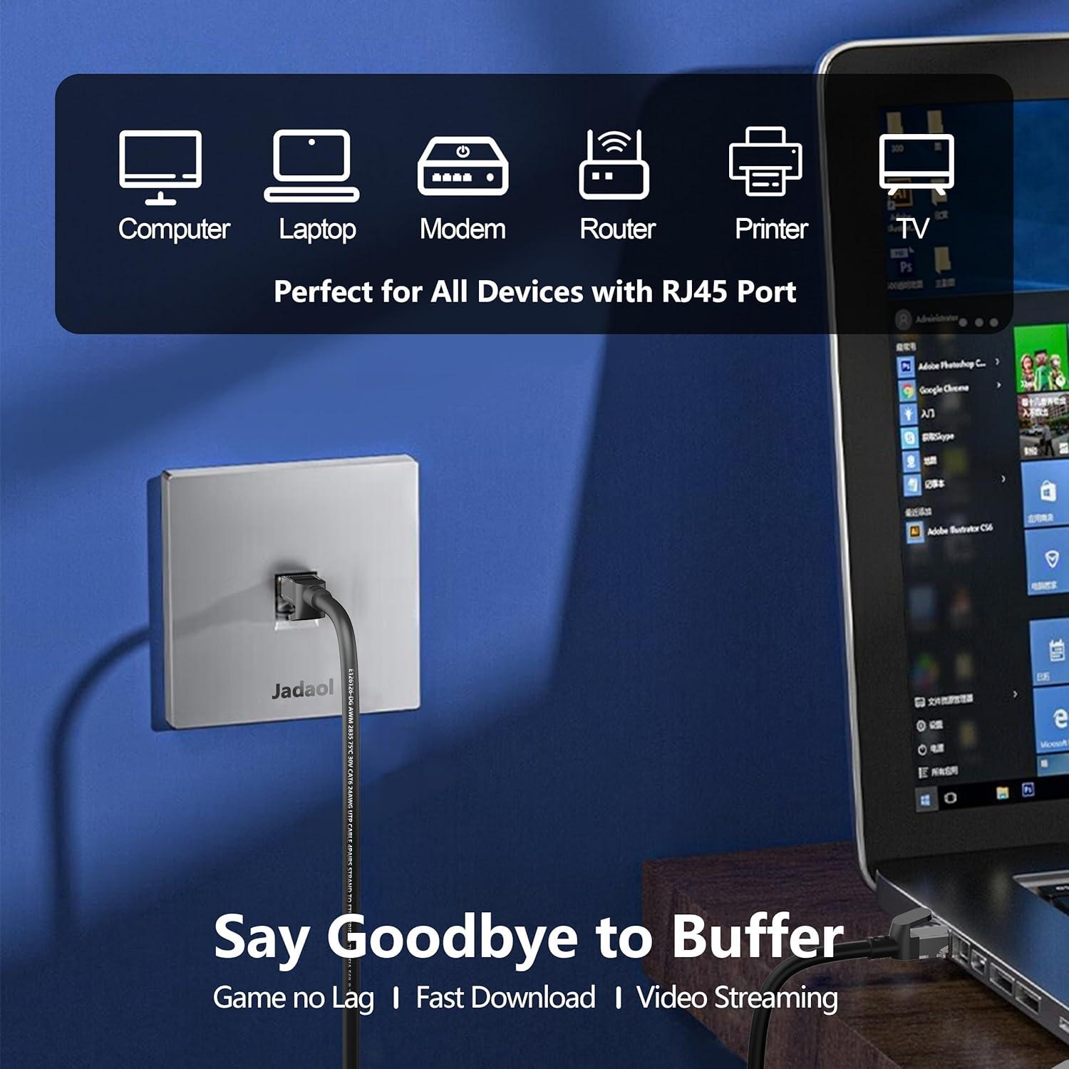 Cable Ethernet Cat 6 Jadaol 22.86m 10Gbps A prueba de entierro