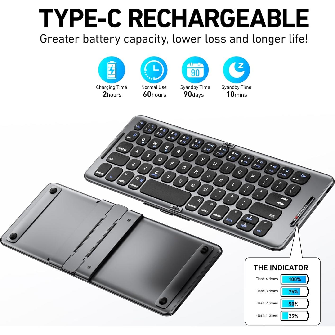 Teclado Bluetooth Plegable PuechAxe B088 Ultra Delgado