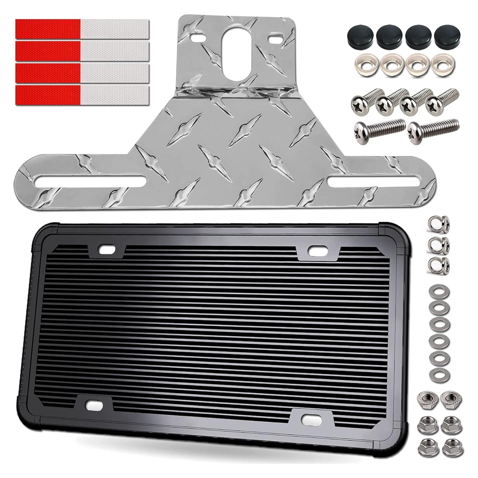 Soporte de Placa de Licencia Aootf - Aluminio y Silicona Negra
