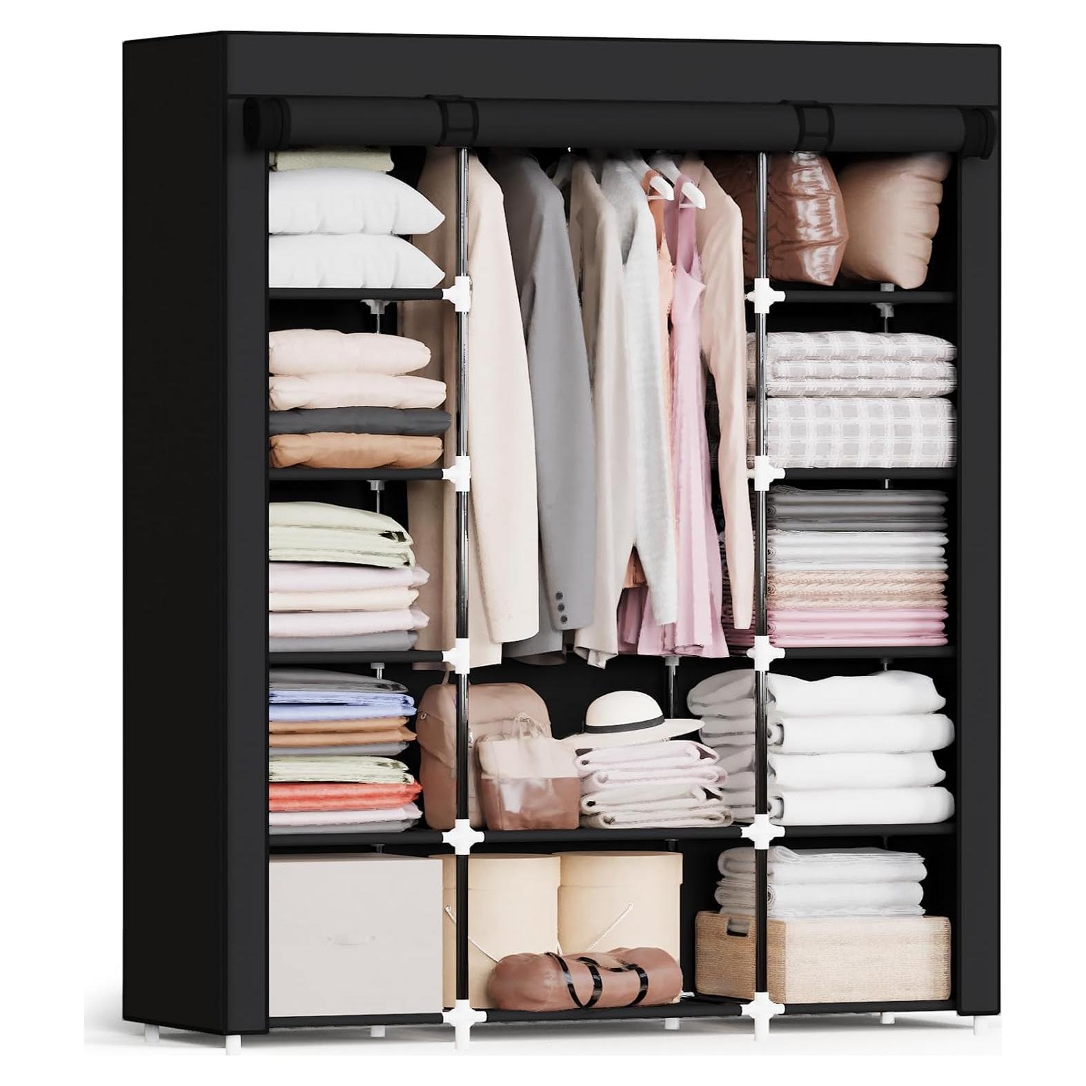 Armario Portátil Mavivegue 5 Capas Negro 175 cm Almacenamiento