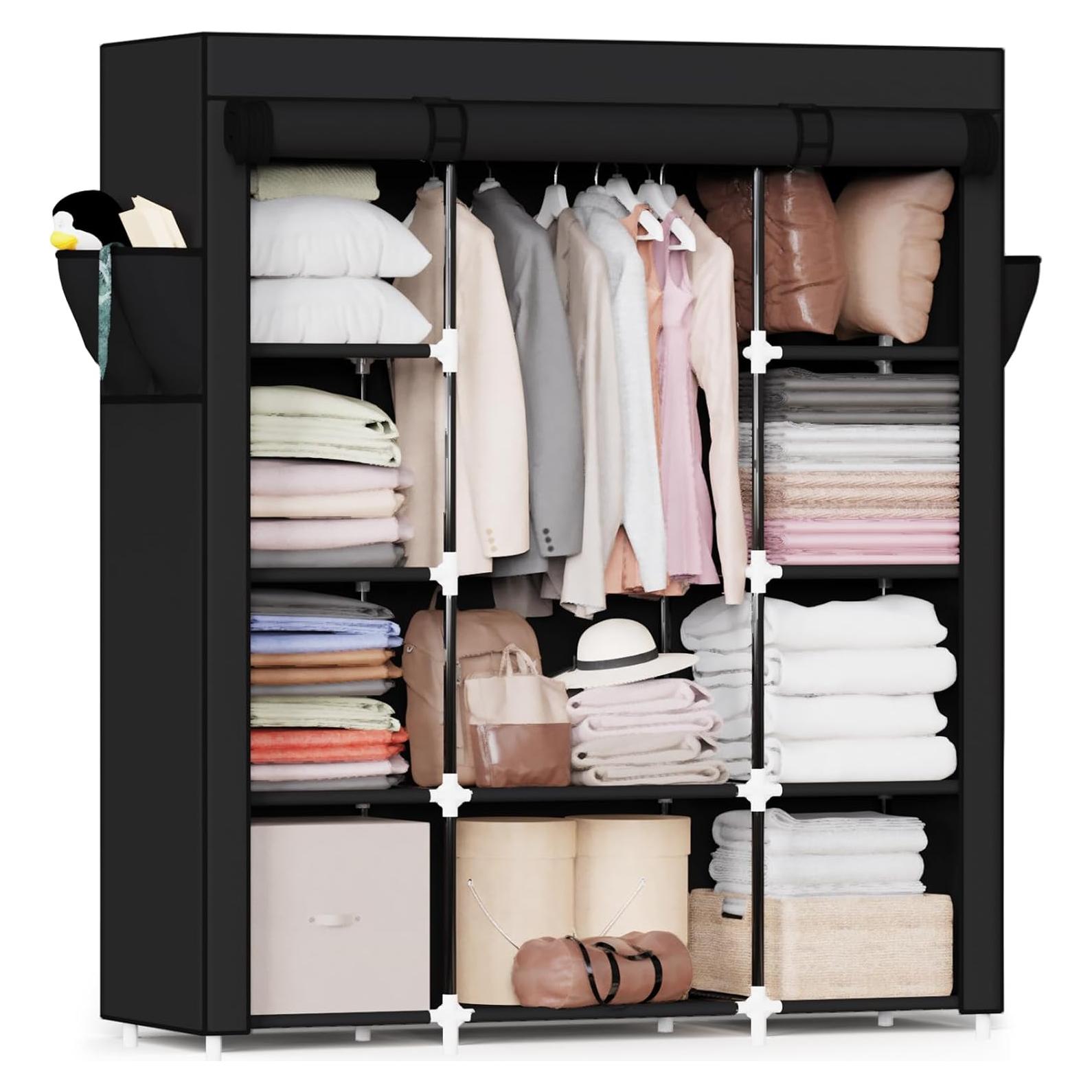 Armario Portátil Mavivegue 4 Capas Negro 149.86x45.72x162.56 cm