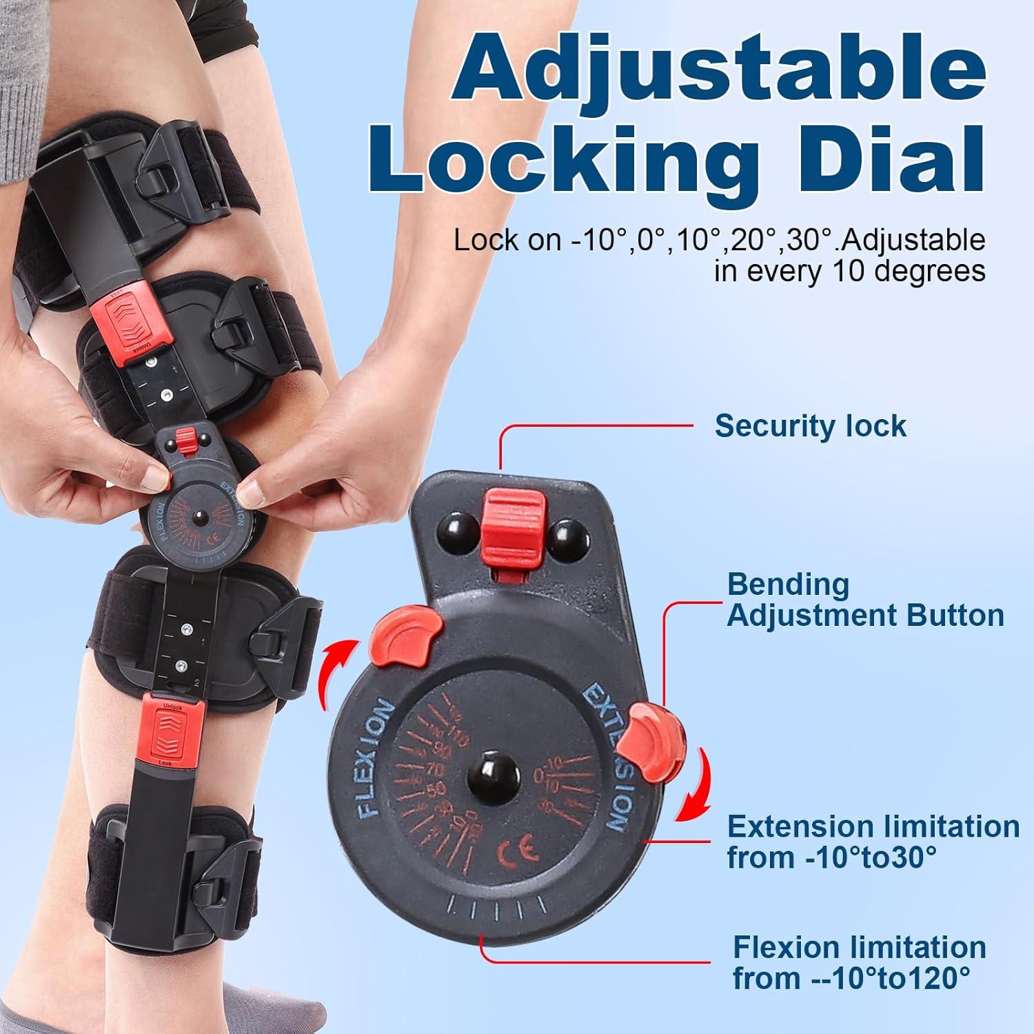 Férula de Rodilla ROM Cryxinty Ajustable con Bisagras - Rojo