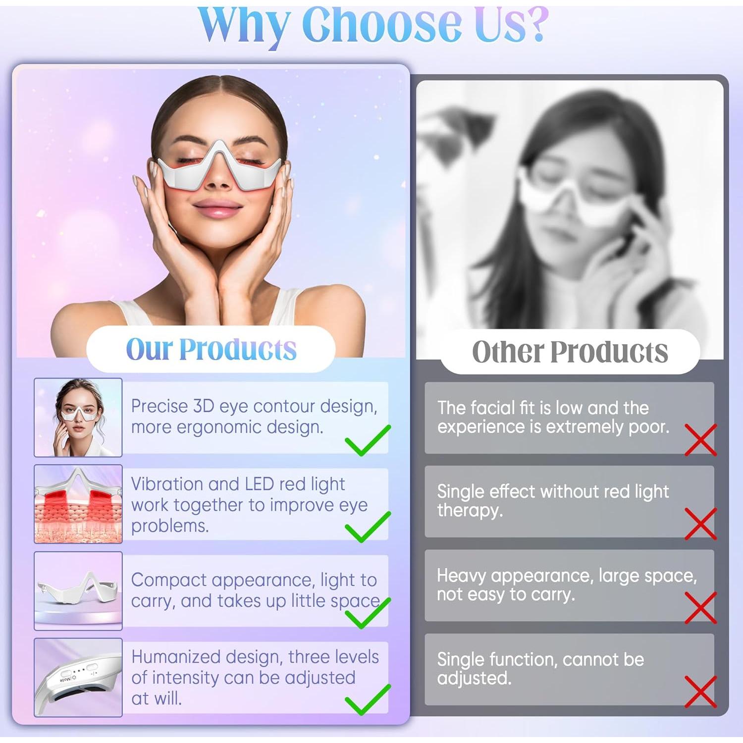 Masajeador Ocular Nienele con Terapia de Luz - Alivio Fatiga Ocular