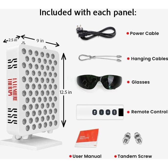 Panel de Terapia de Luz Roja La Lumiere 2025, 72 LEDs, 9 Longitudes de Onda