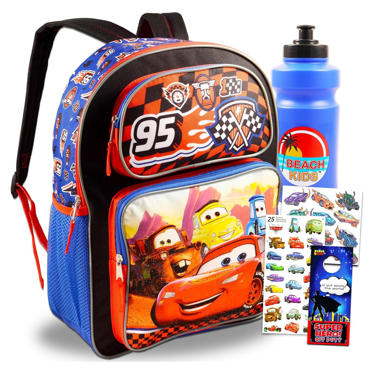 Mochila Disney Cars Lightning McQueen 40.64 cm + Botella