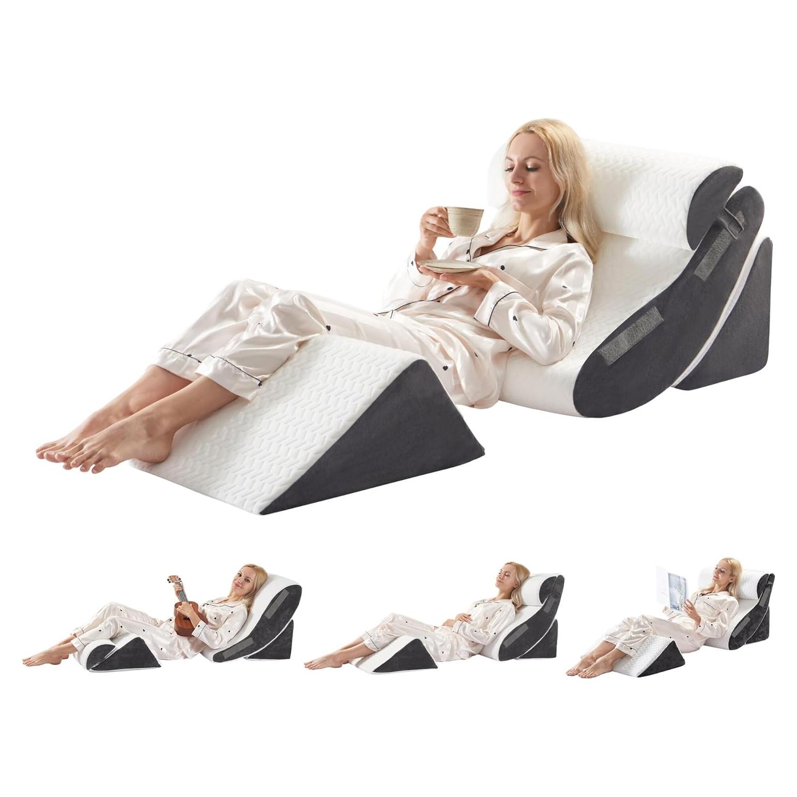 Juego de 4 Cojines Ortopédicos en Cuña WSOFRLAC - Alivio Espalda y Cuello