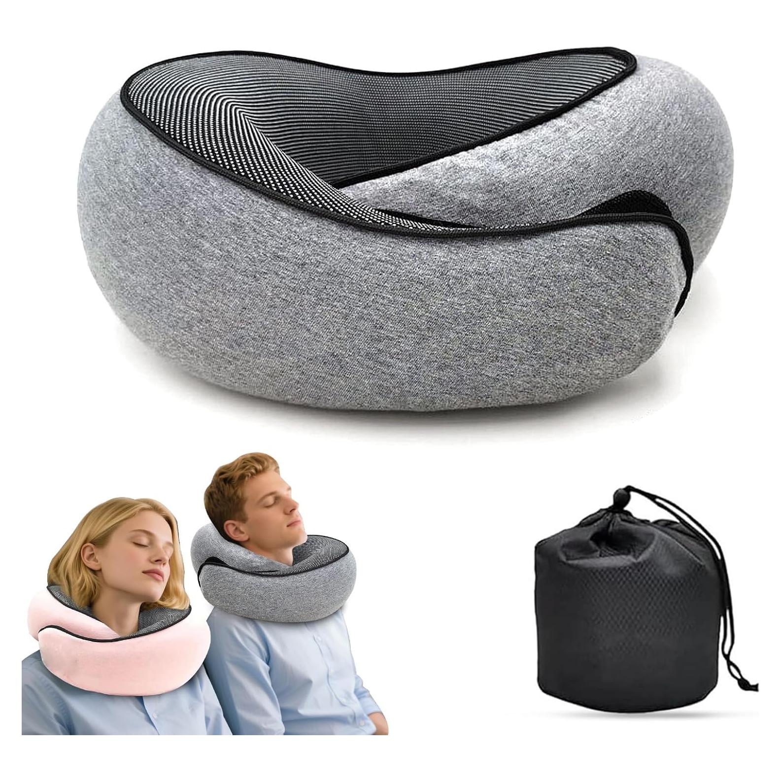 Almohada de Viaje Genérico Espuma Viscoelástica Gris Oscuro