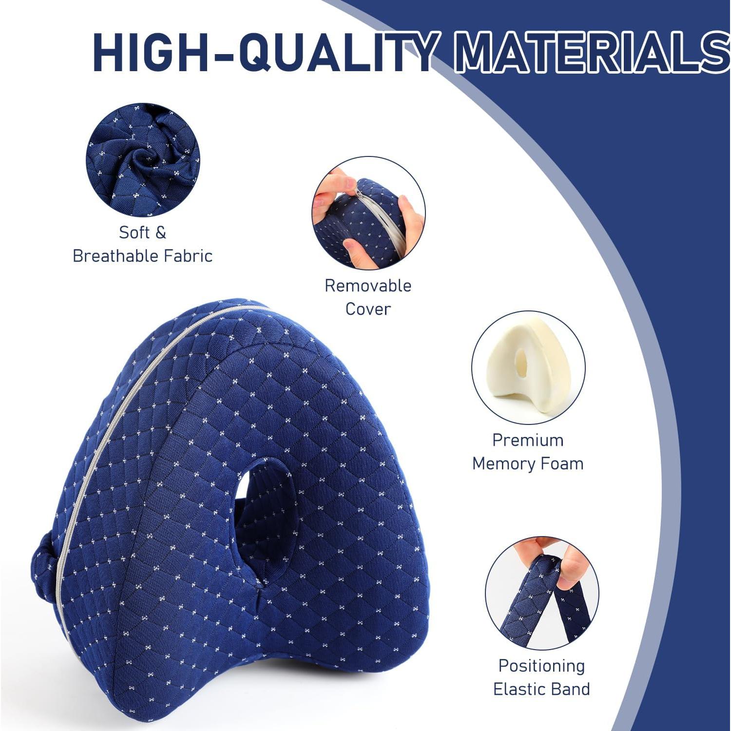 Cojín de Alineación para Dormir de Lado Genérico Azul Cuadrícula