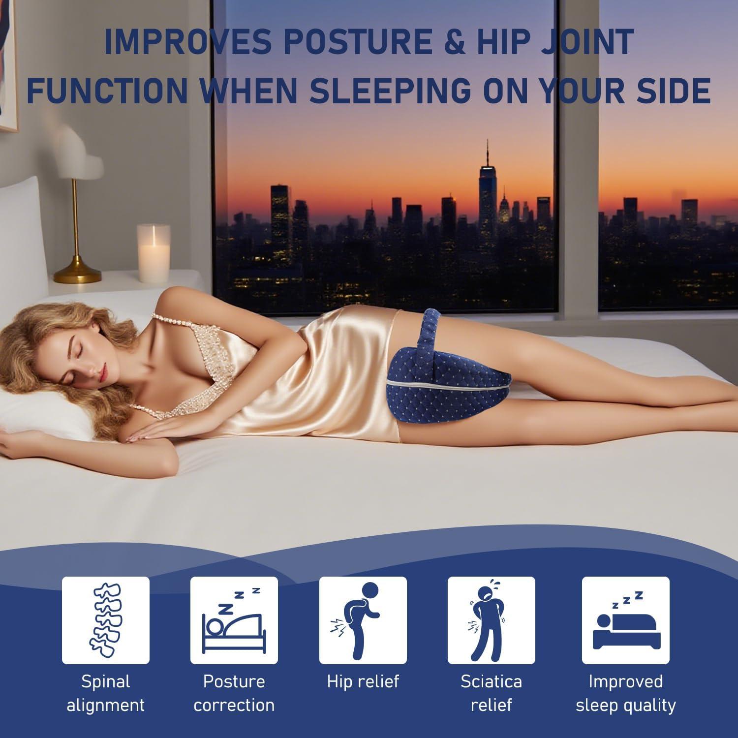 Cojín de Alineación para Dormir de Lado Genérico Azul Cuadrícula