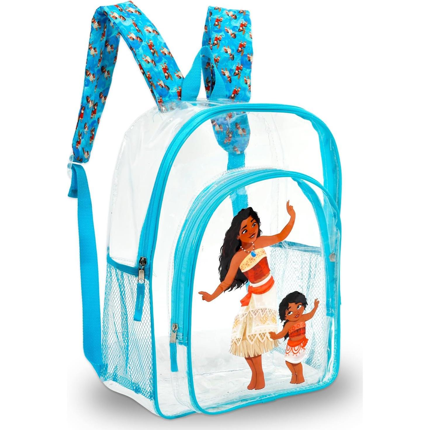 Mochila Escolar Transparente Disney Moana 40.6 cm + Botella