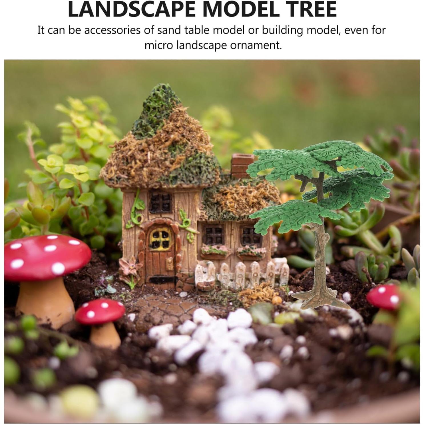 3 Mini Árboles Falsos SEWACC para Diorama Verde 10.5 cm