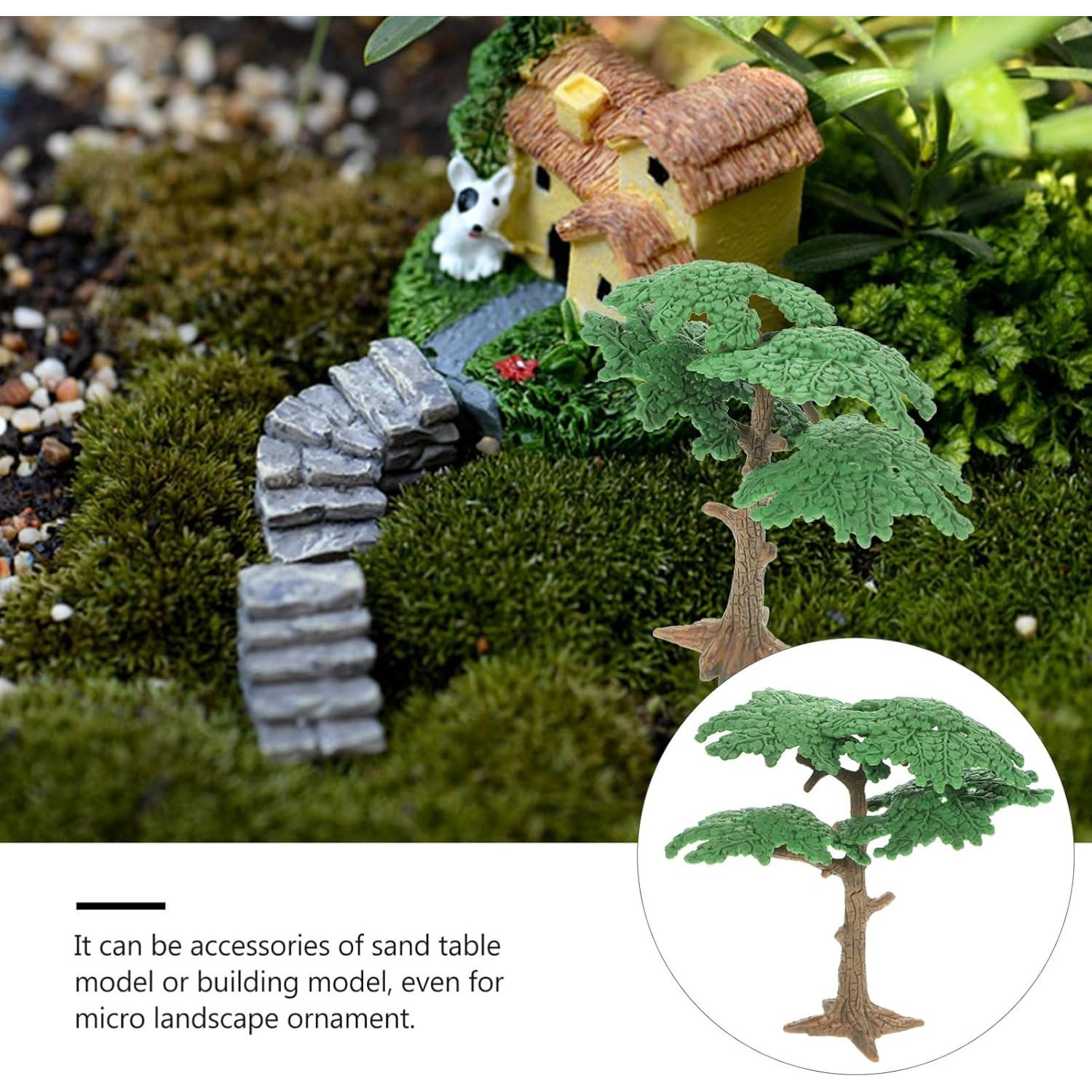 3 Mini Árboles Falsos SEWACC para Diorama Verde 10.5 cm