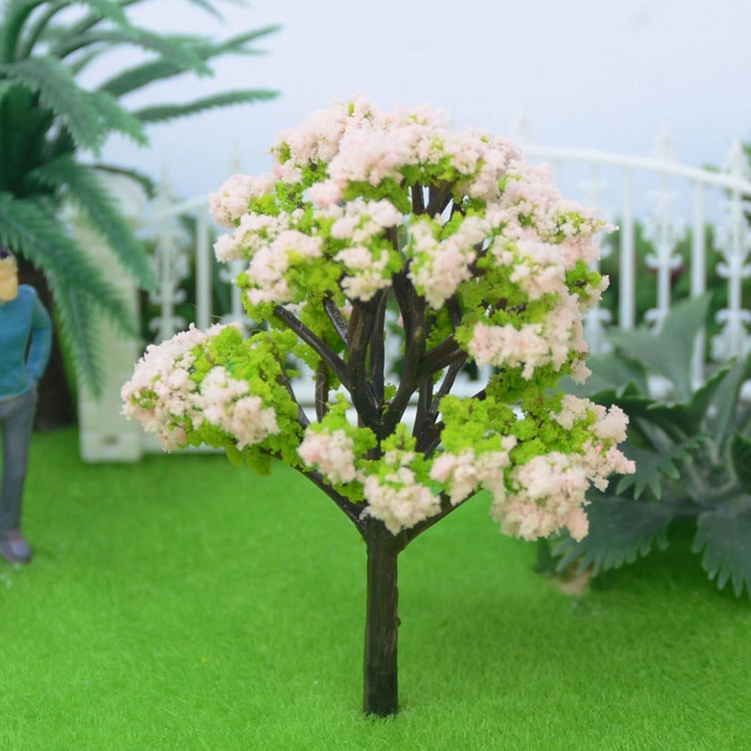 Woohome 50 Árboles Miniatura Rosados para Modelos de Tren 4-10 cm