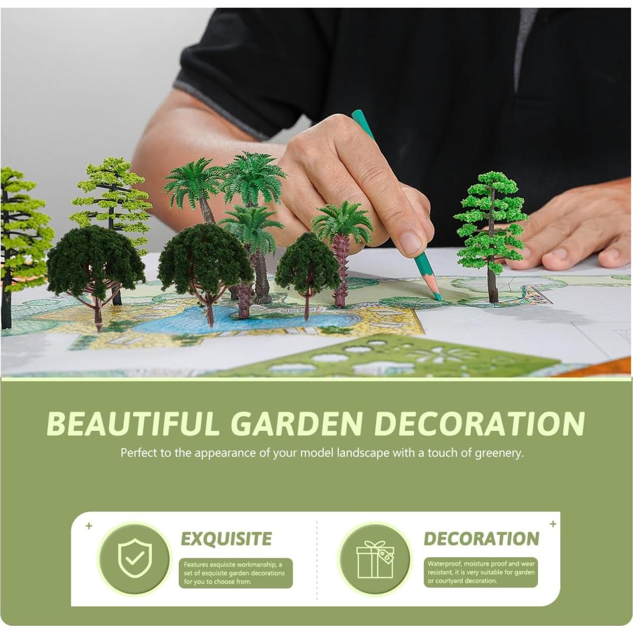 20 Árboles Miniatura Falsos DOITOOL para Escenografía Verde