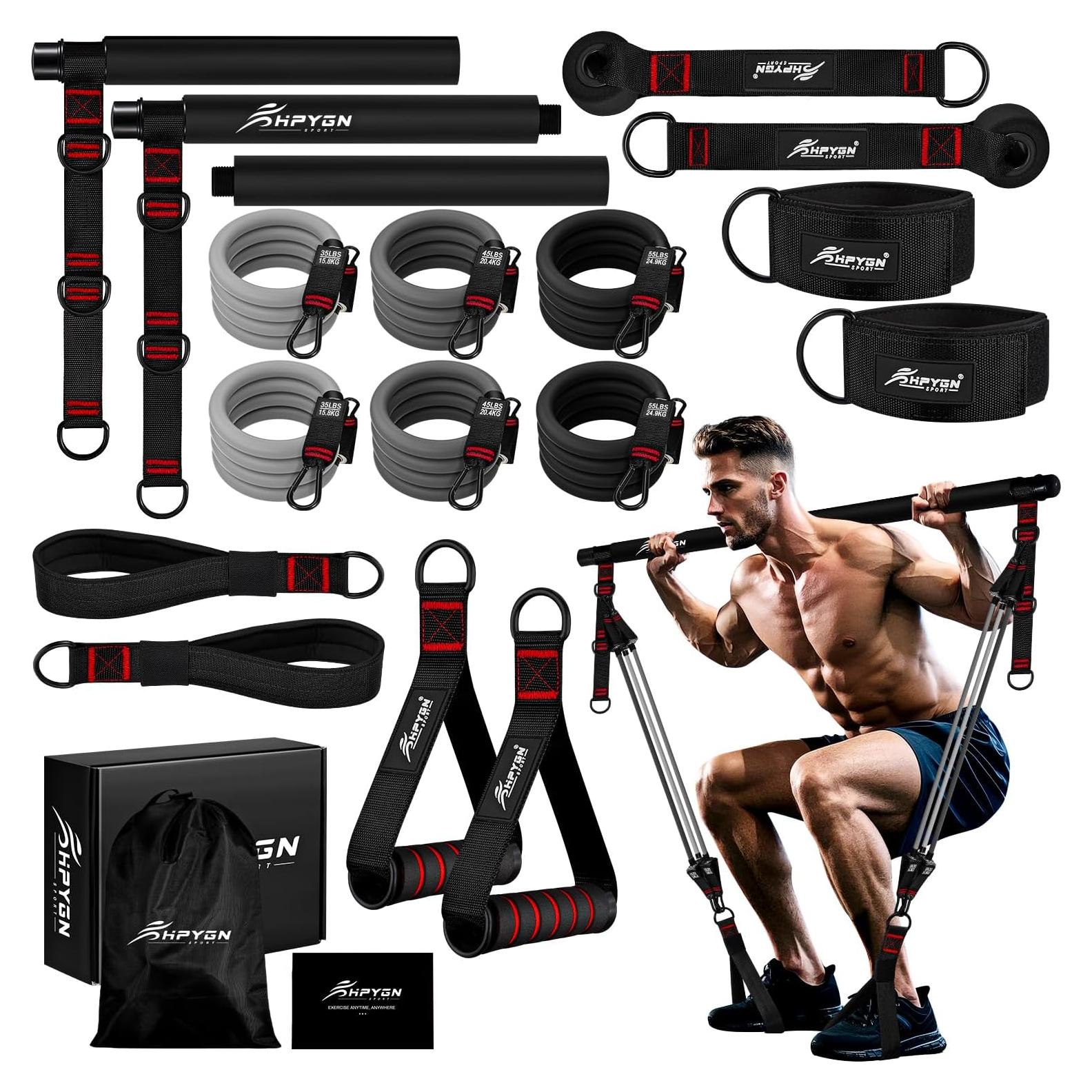 Kit de Bar Pilates HPYGN con Bandas de Resistencia 122kg