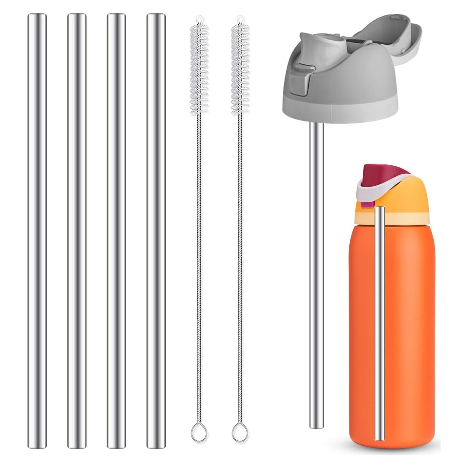 Pajitas de Acero Inoxidable Reutilizables COCGVEL 23.5cm 4 Pcs