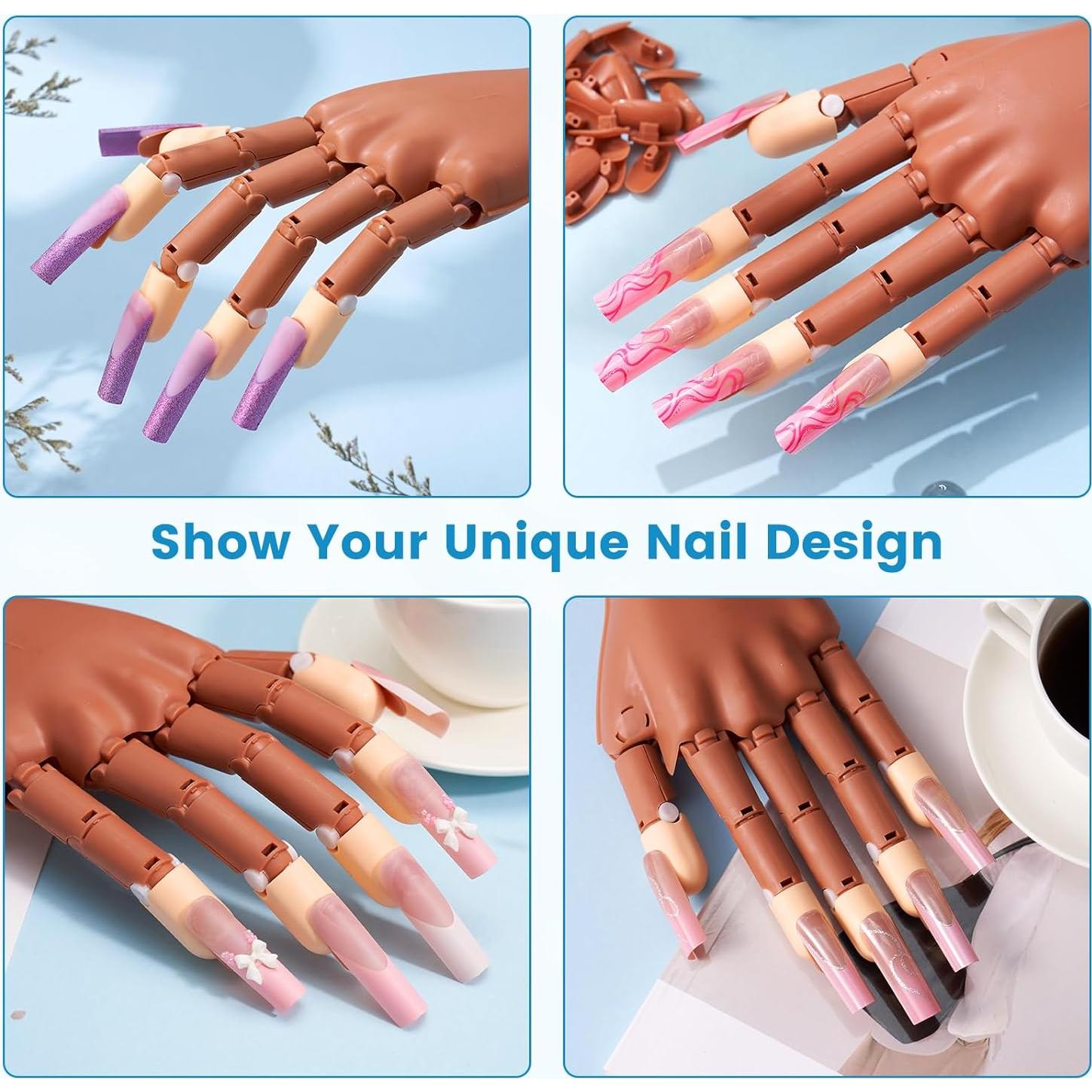 Mano de Práctica Magnética Wilfniee con 200 Consejos de Uñas