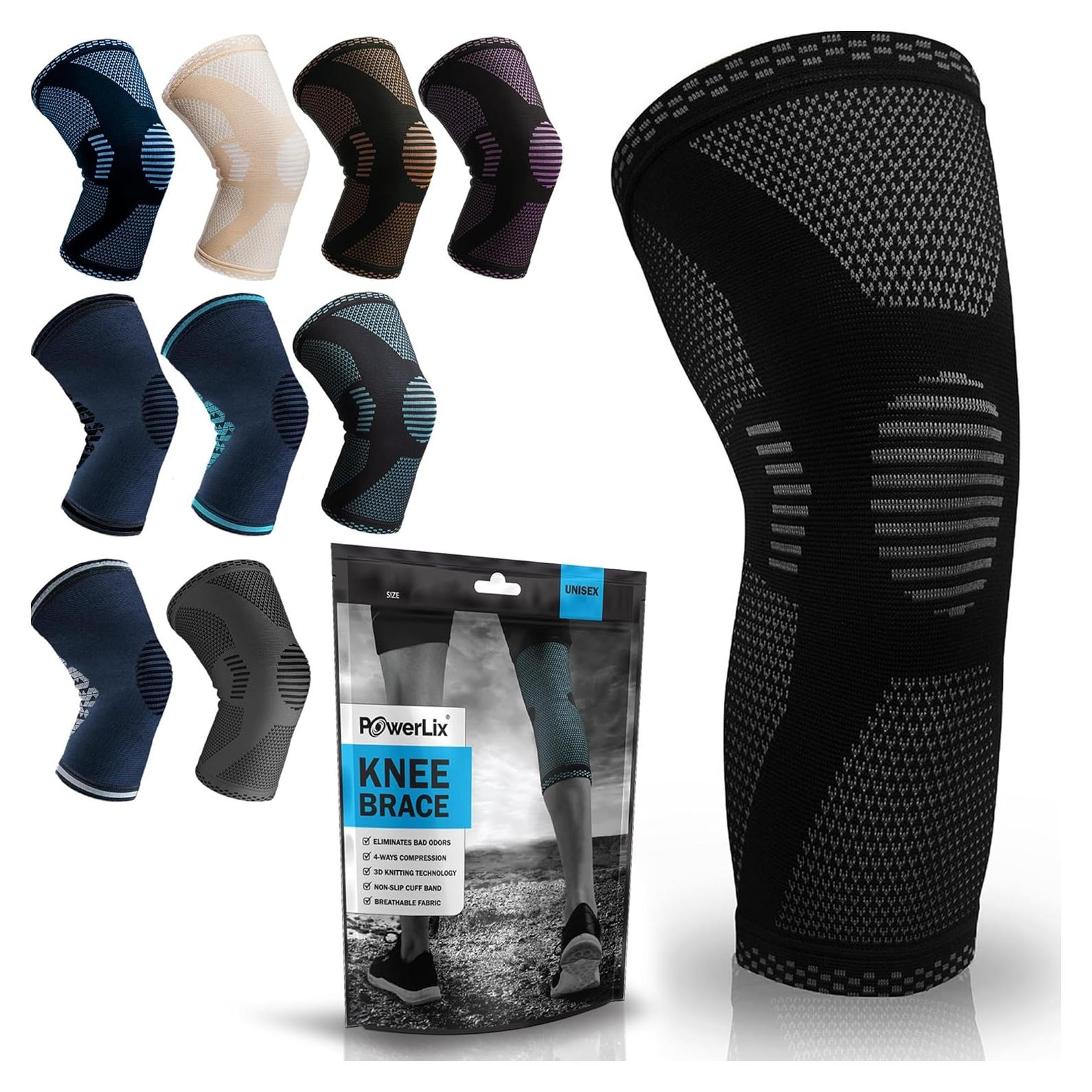 Manga de Compresión para Rodilla Powerlix - Soporte Grande Negro