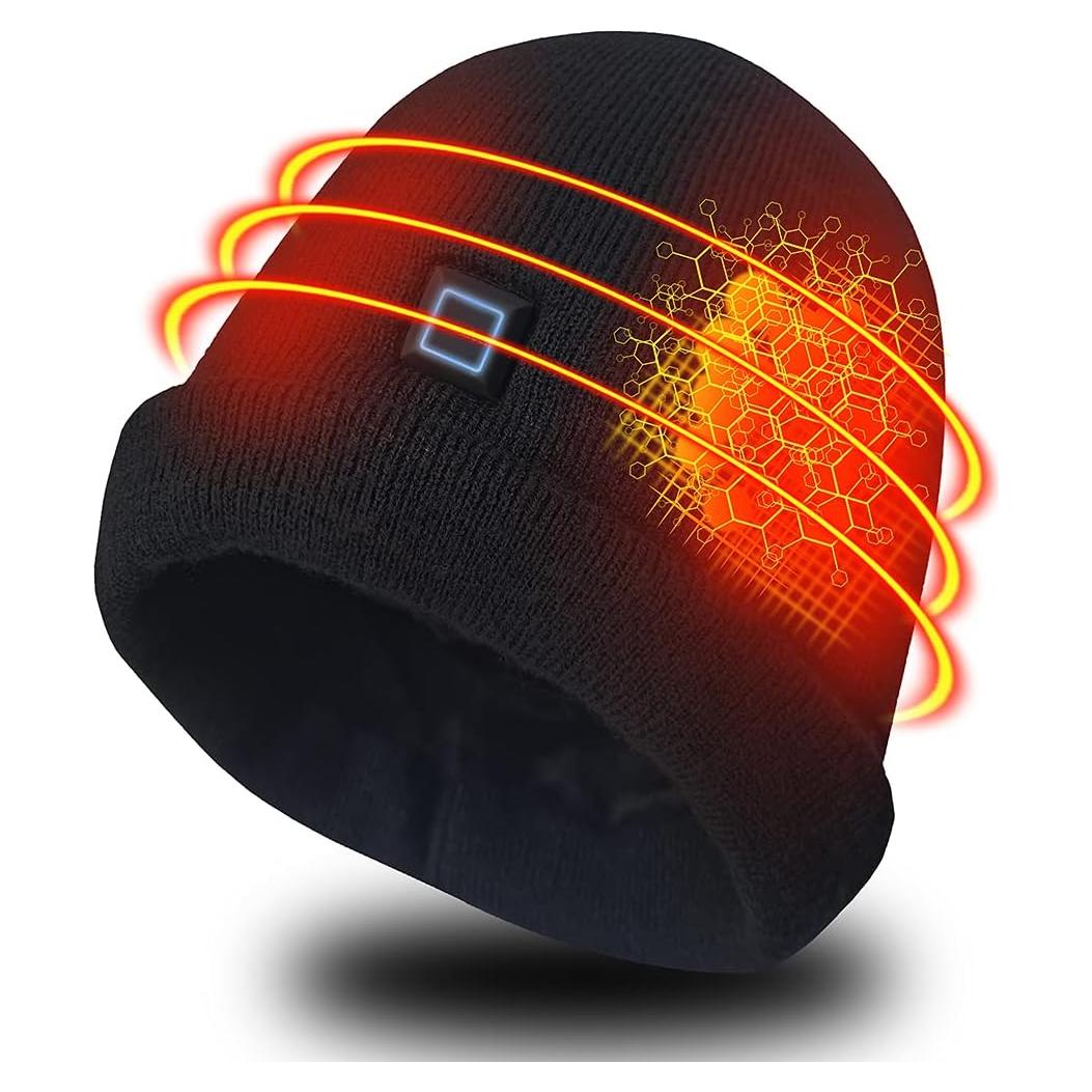 Gorro Calentador Eléctrico Recargable Unisex Negro XL