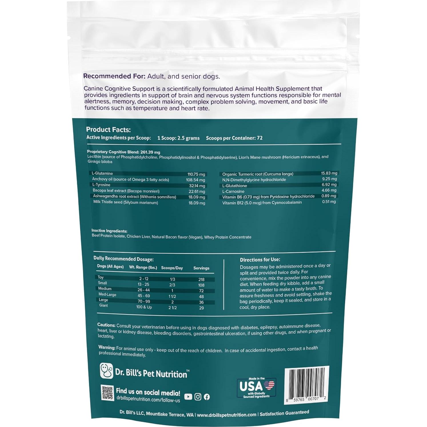 Suplemento Multivitamínico Dr. Bill para Perros Mayores 180g