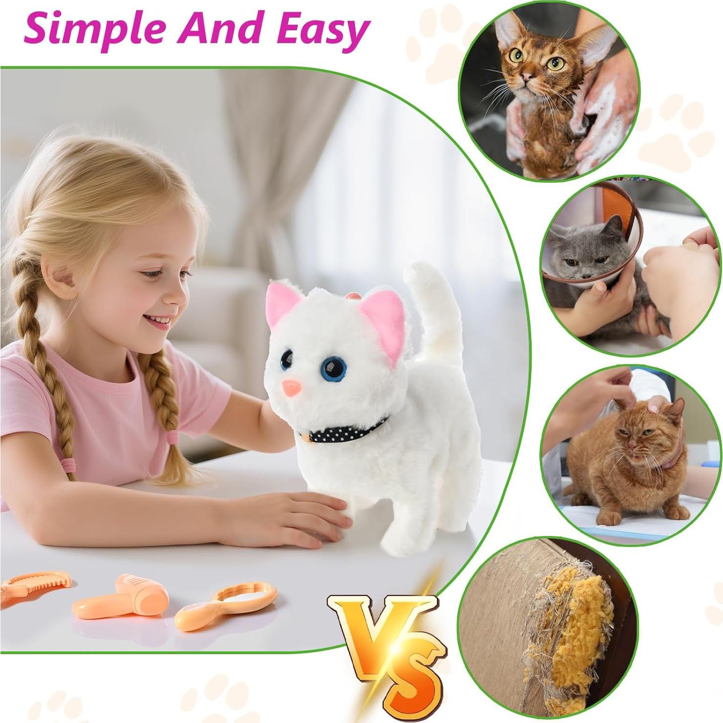 Gato de Peluche Interactivo WorWoder - Gatito Mecánico Blanco