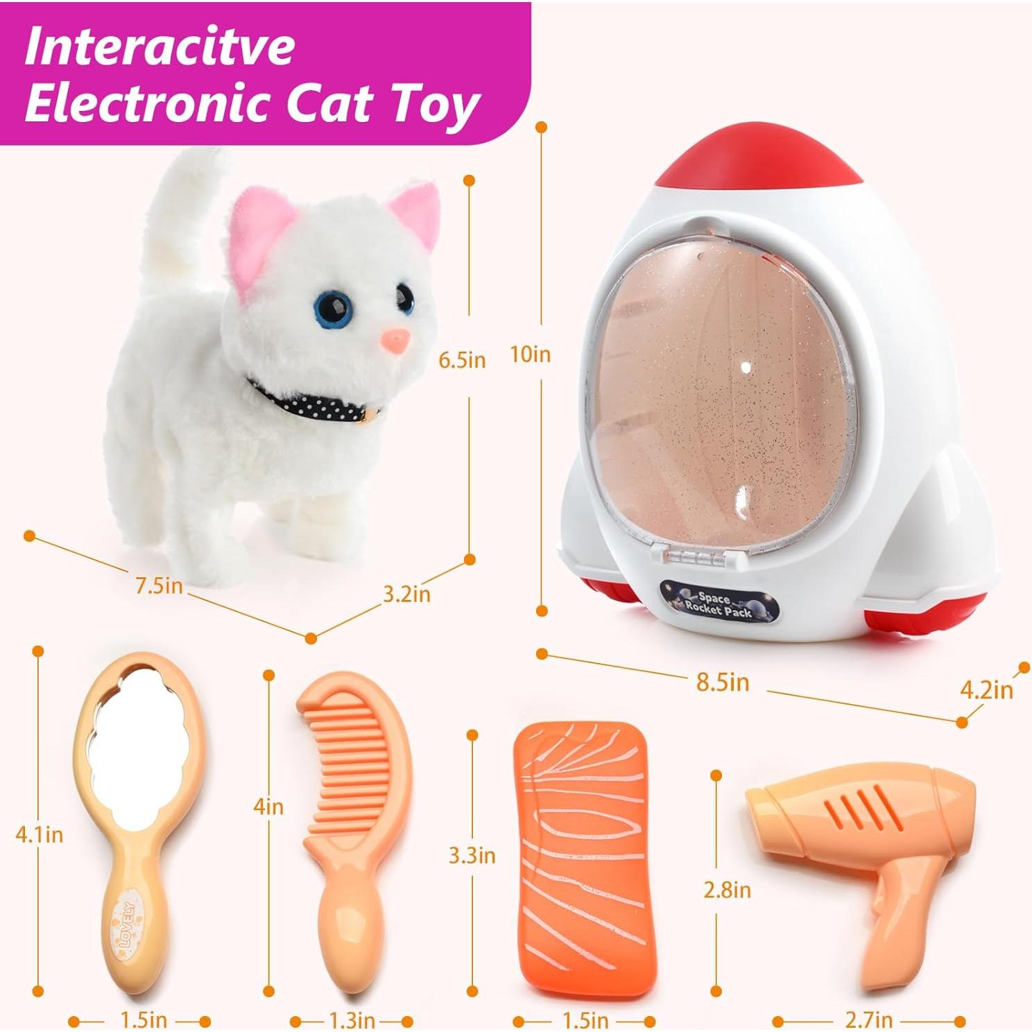 Gato de Peluche Interactivo WorWoder - Gatito Mecánico Blanco