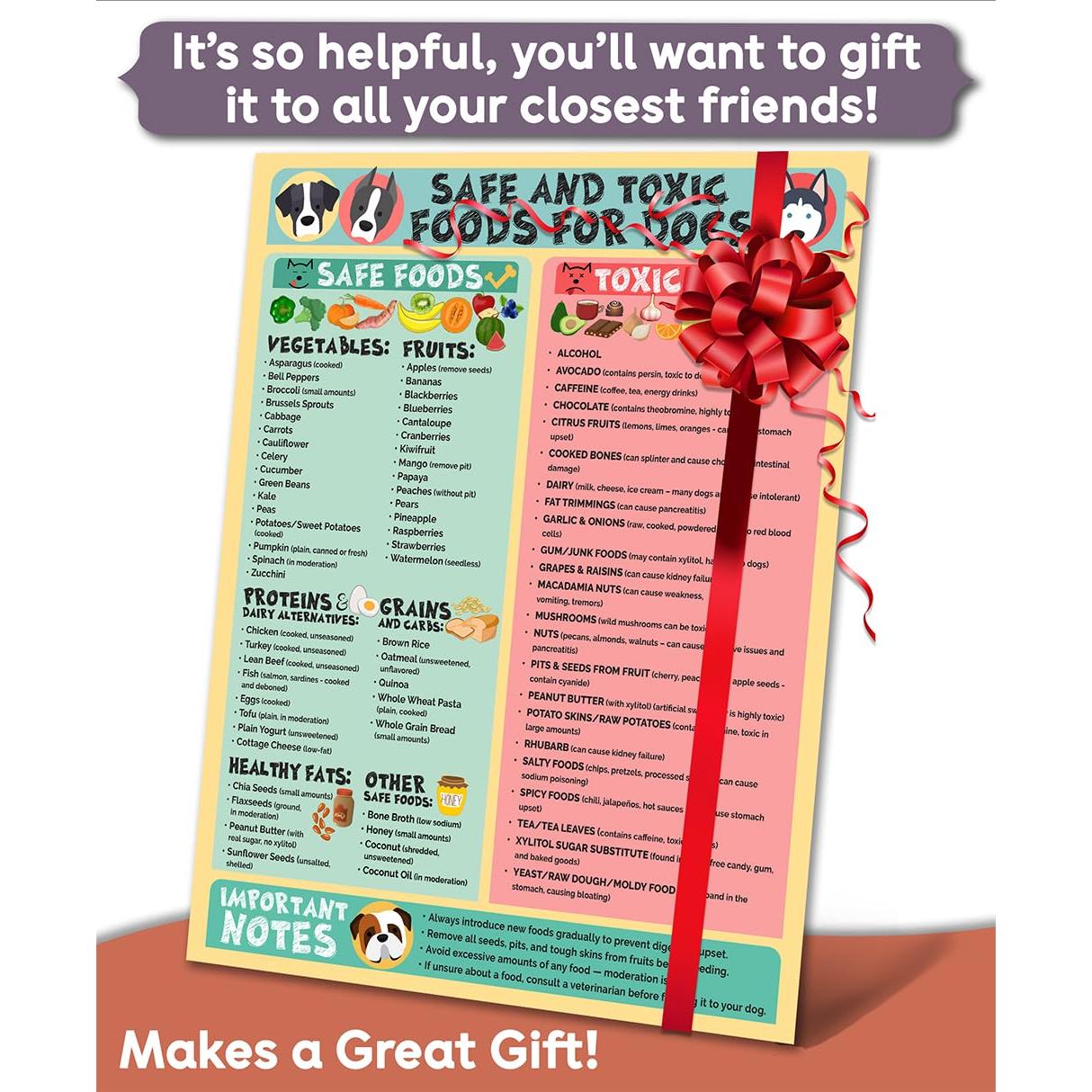 Cartel Imán Alimentos Seguros y Tóxicos para Perros 21.6x27.9 cm