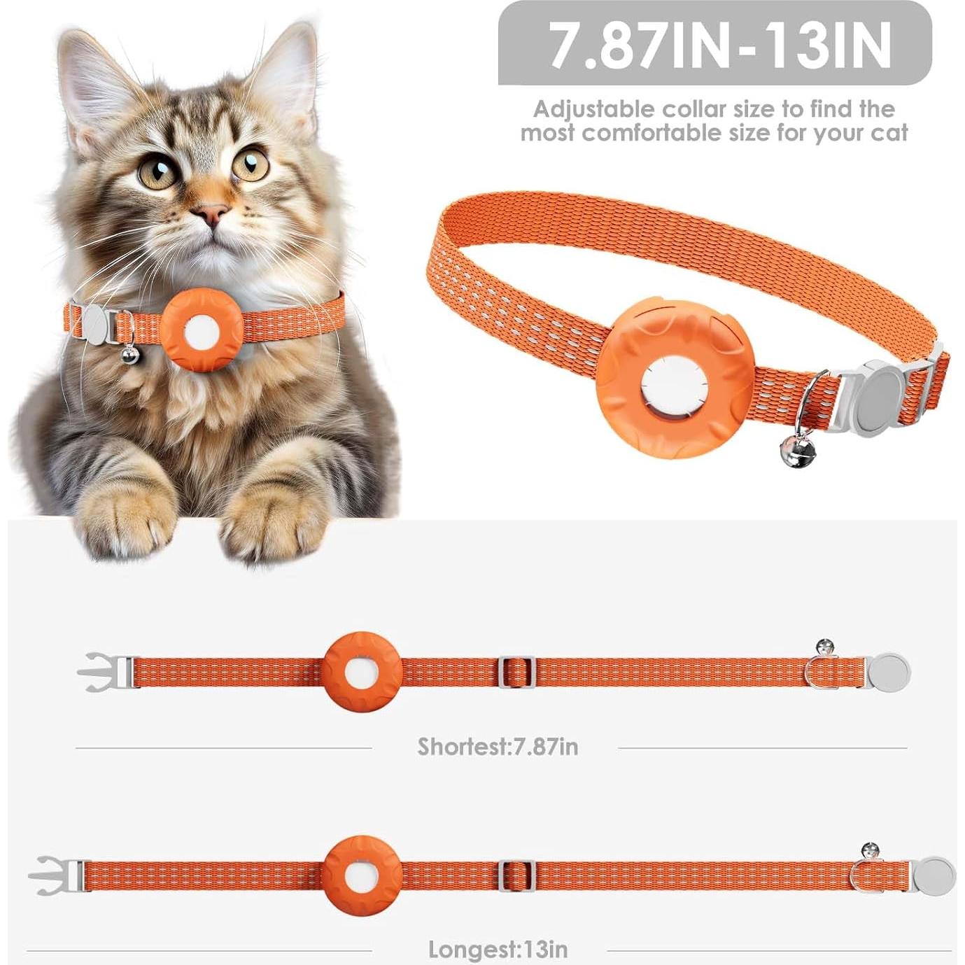 Rastreador GPS para Gatos ZFSJTAG, Collar Naranja Impermeable