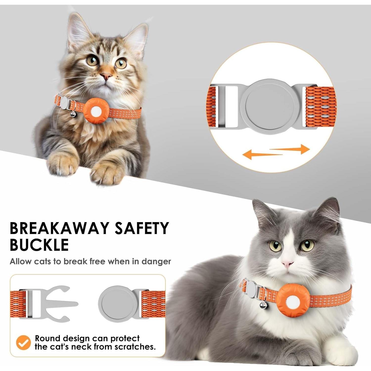 Rastreador GPS para Gatos ZFSJTAG, Collar Naranja Impermeable