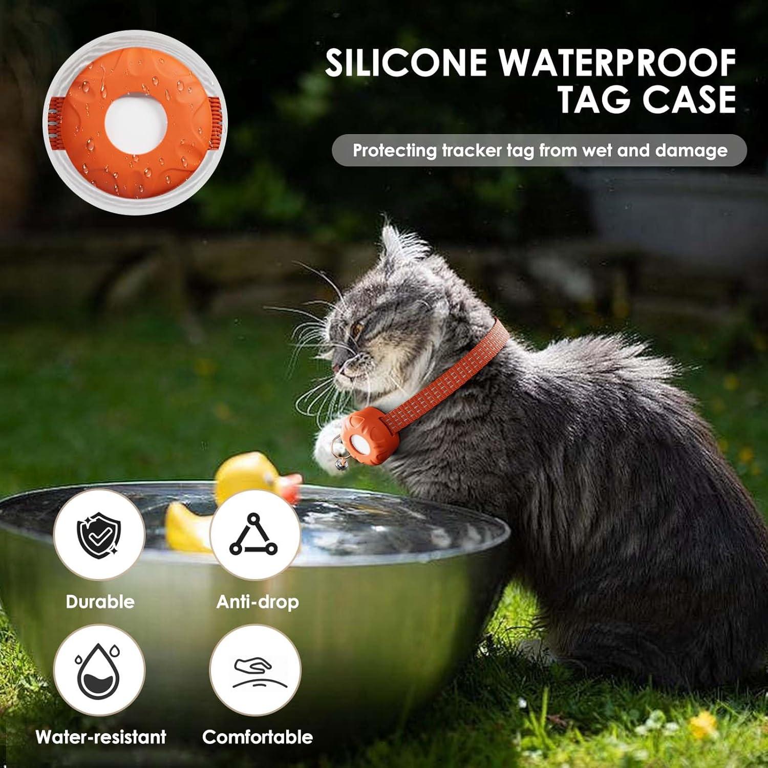 Rastreador GPS para Gatos ZFSJTAG, Collar Naranja Impermeable