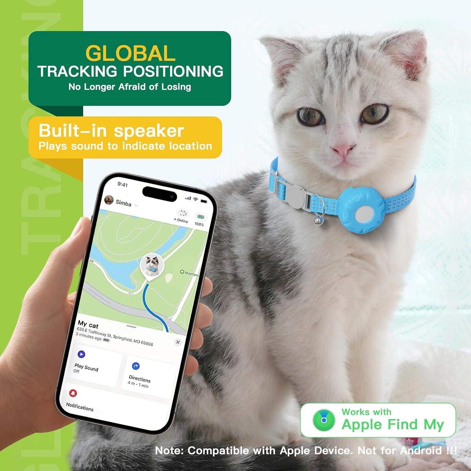 Collar Rastreador de Gatos ZITTZ Azul, Impermeable, Bluetooth iOS