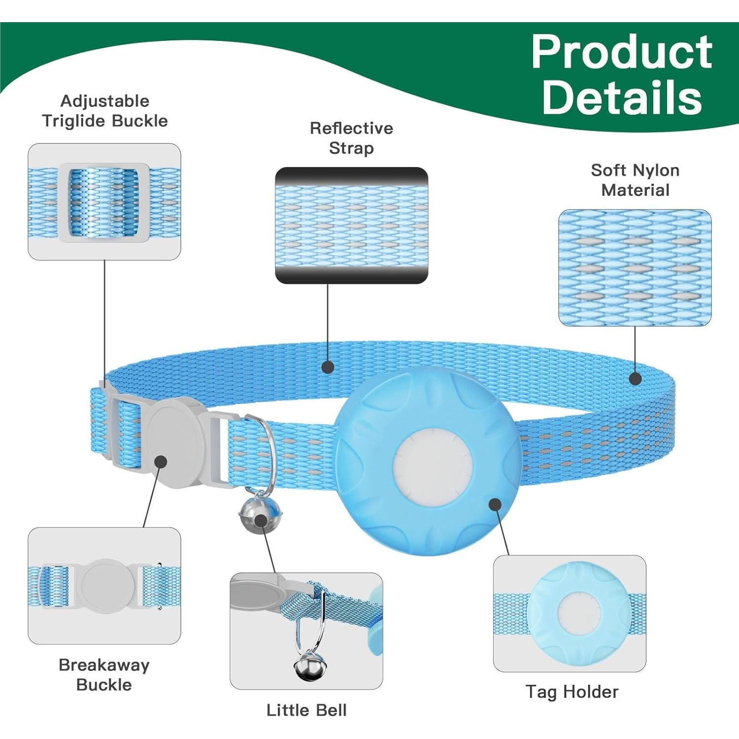 Collar Rastreador de Gatos ZITTZ Azul, Impermeable, Bluetooth iOS