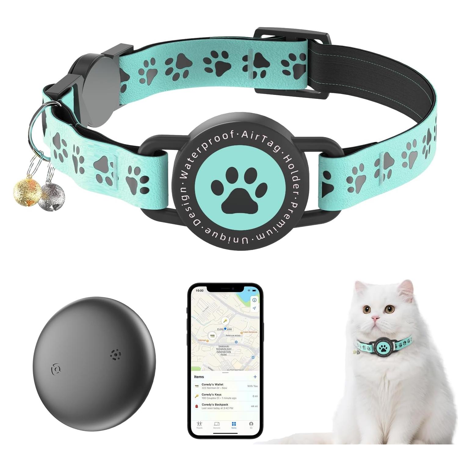 Collar para Gato Zowpet Airtag Impermeable Ajustable Azul