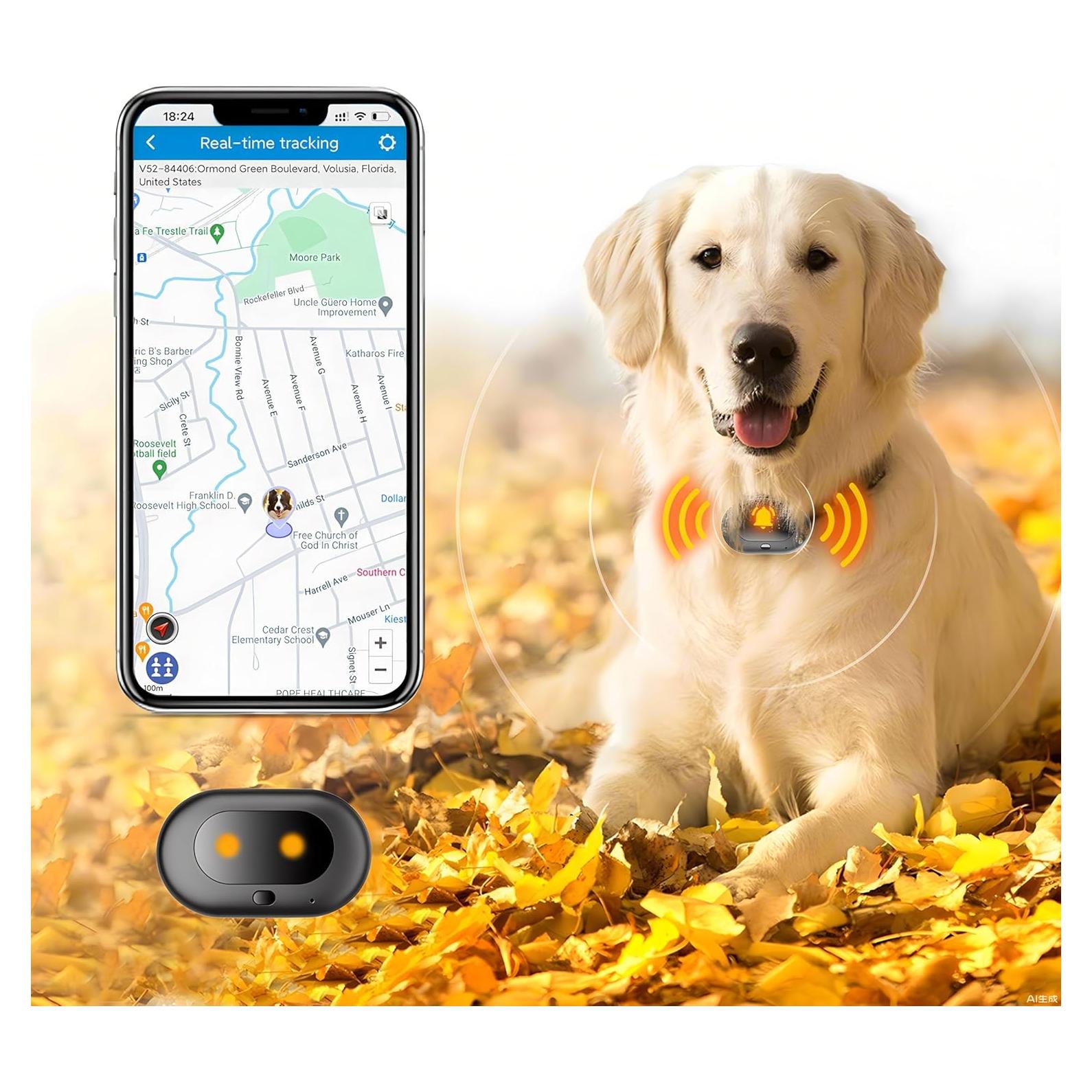 Rastreador GPS 4G Fajocru para Perros Grandes con Luz LED