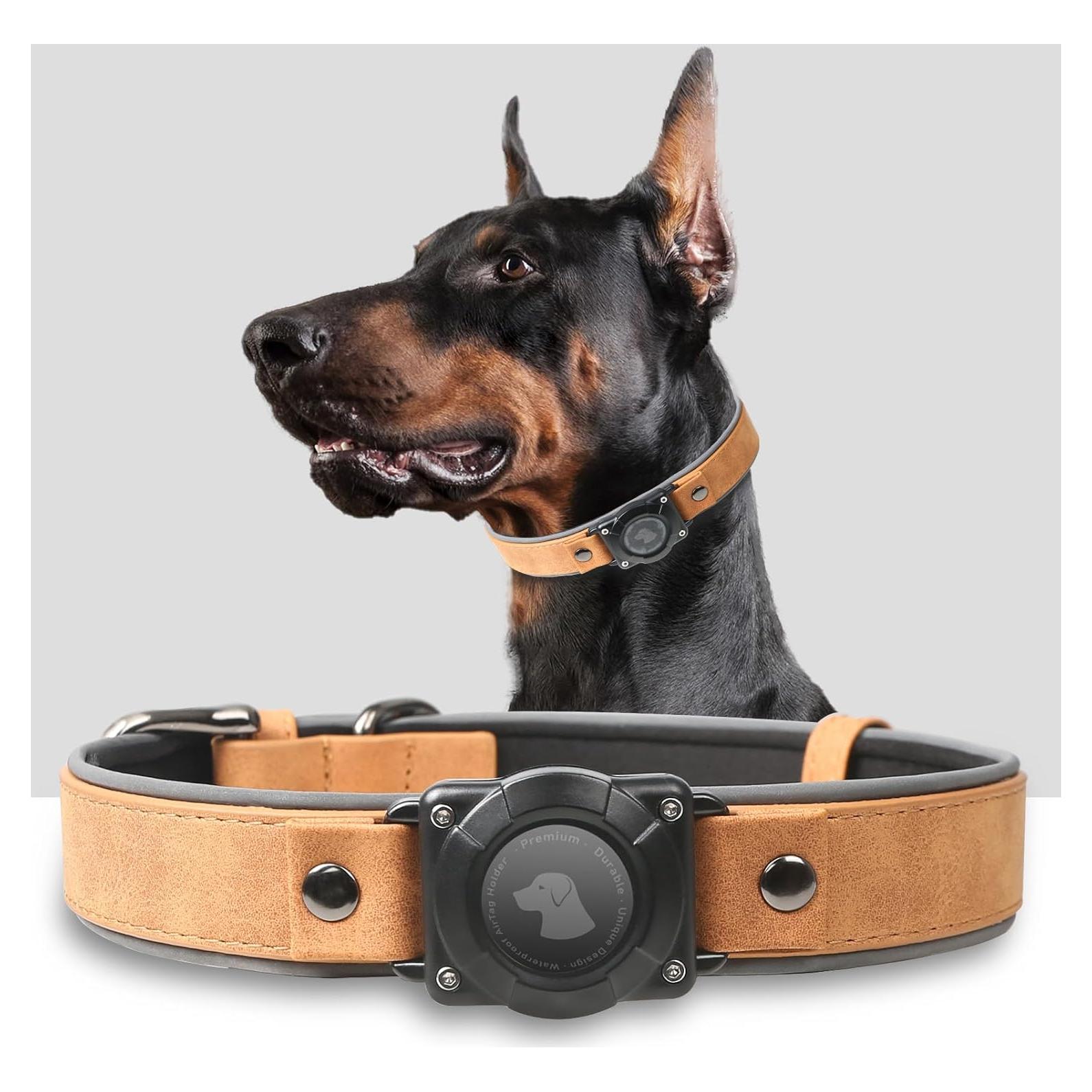 Collar para Perro Odokele AirTag XL Marrón Claro Impermeable